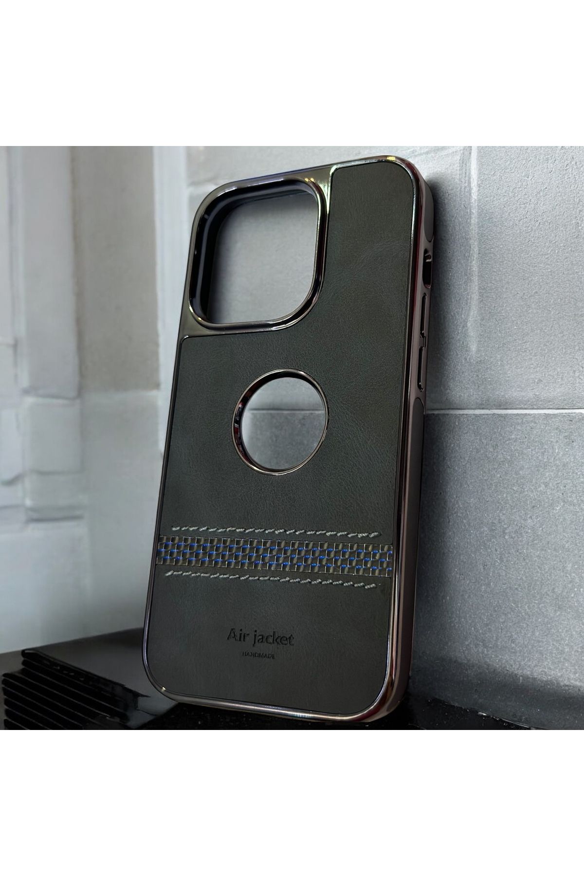 shop İPhone 14 Pro Deri Air Jacket İçi Kadife Telefon Kılıfı