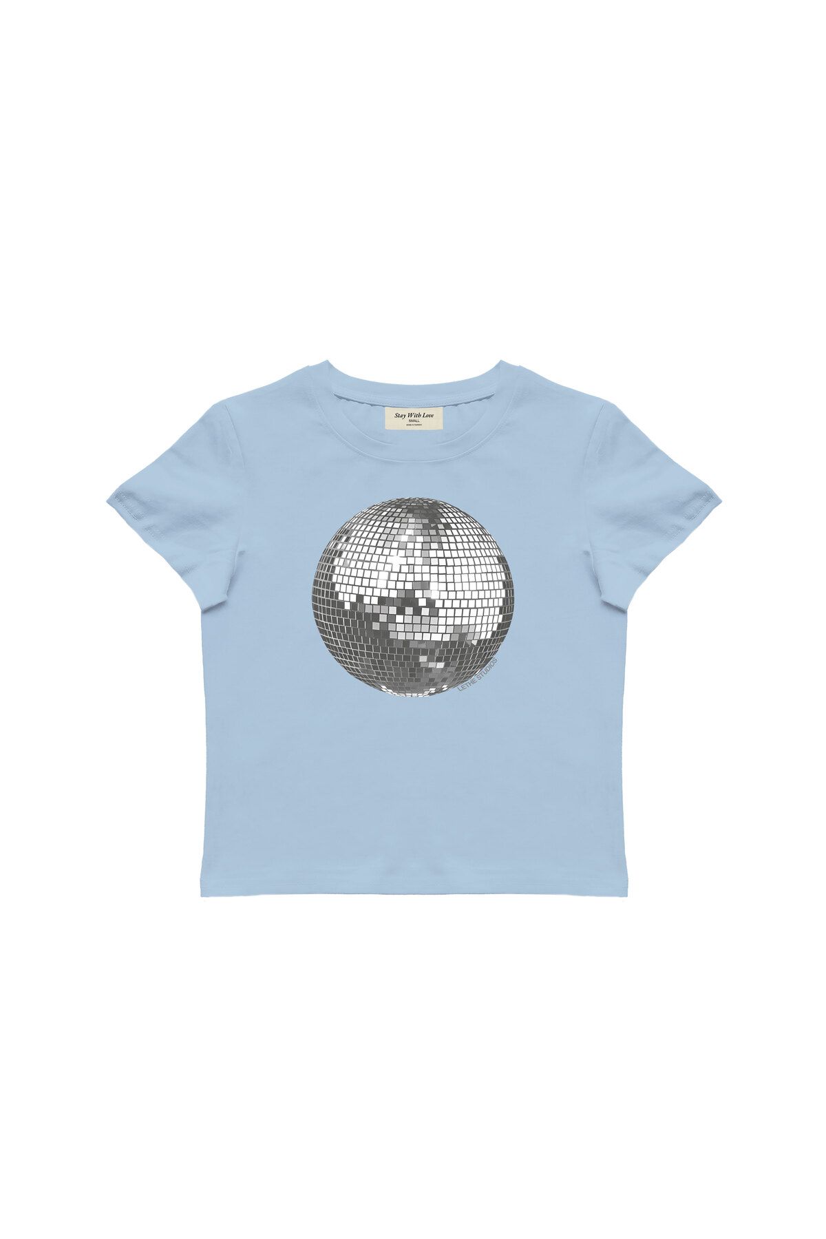 lethestudios Discoball Baskılı Baby Tee Crop Top