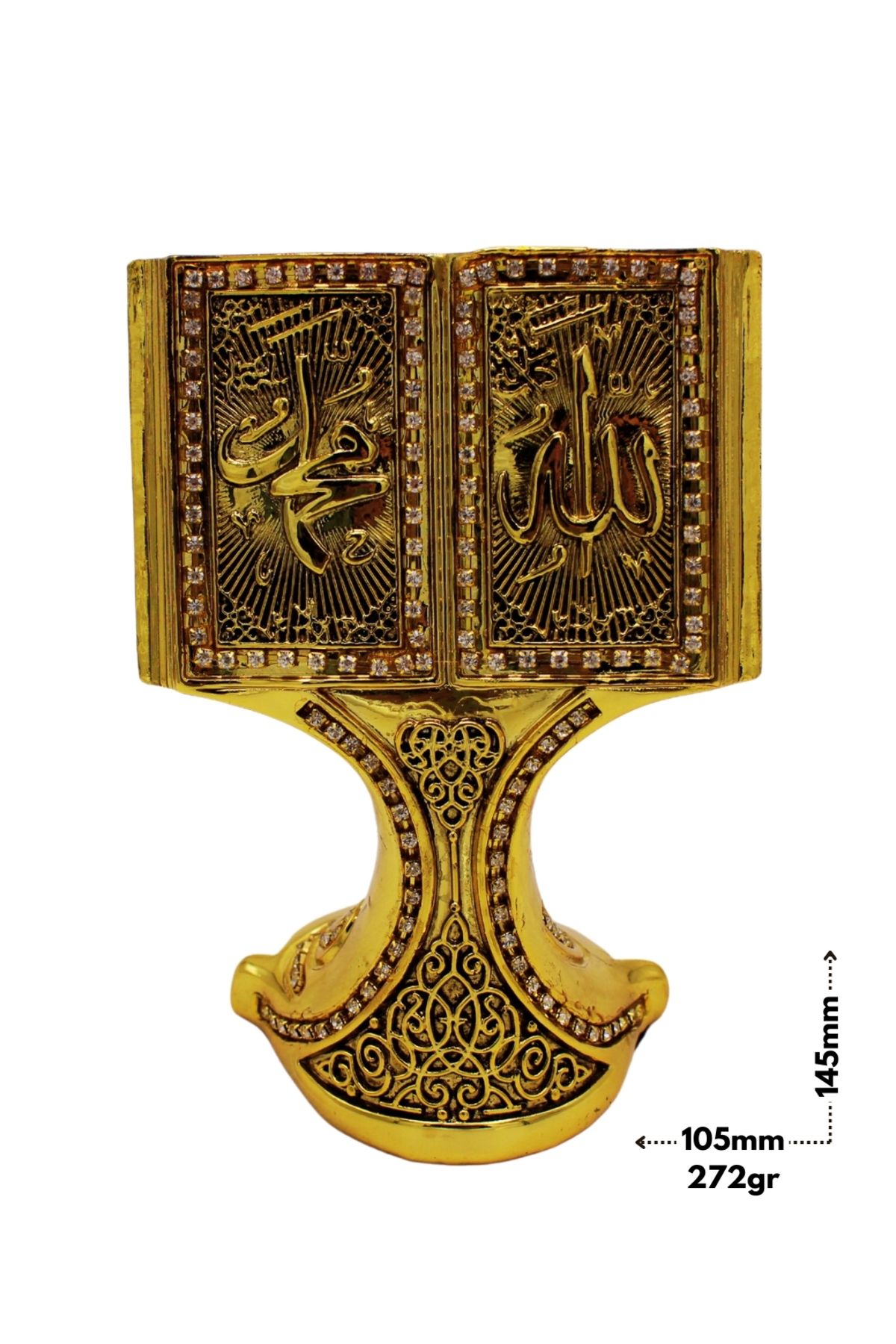 My Real Kutulu Allah-Muhammed Kur'an-ı Kerim Hediyelik Metal Biblo Gold Rengi