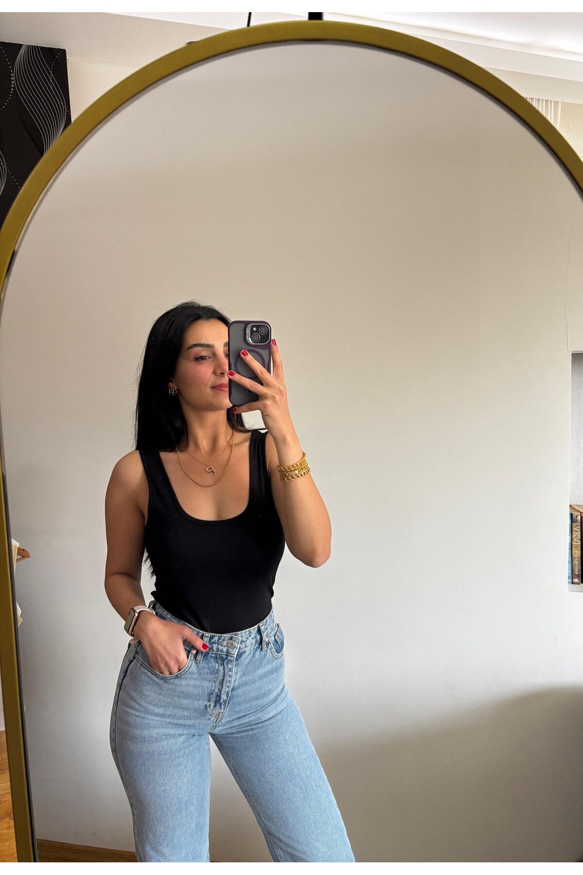 Girls House Kadın Siyah Askılı Likralı Çıtçıtlı Body