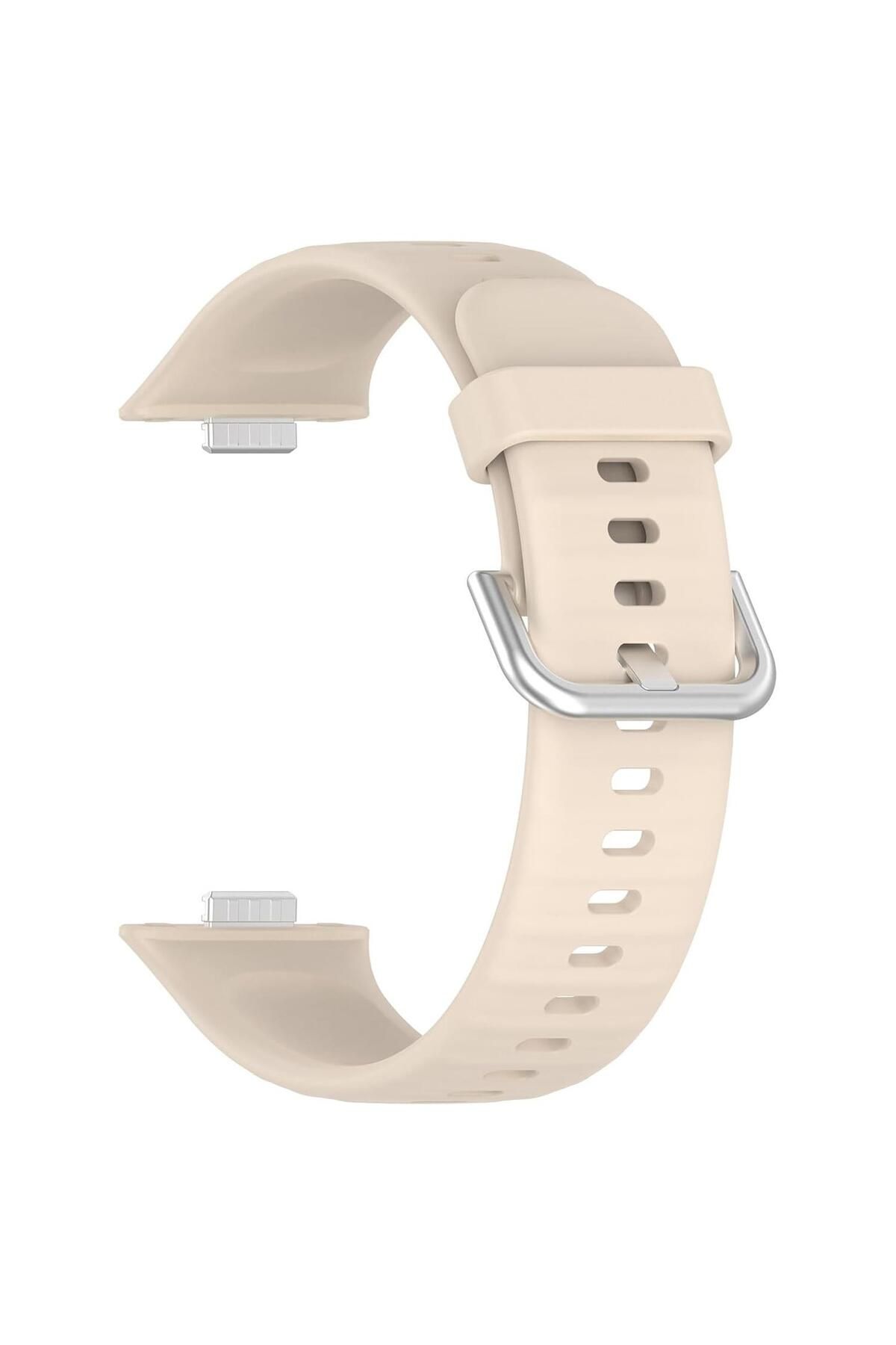 Microsonic Huawei Watch Fit 4 Kordon, Silicone Sport Band Bej