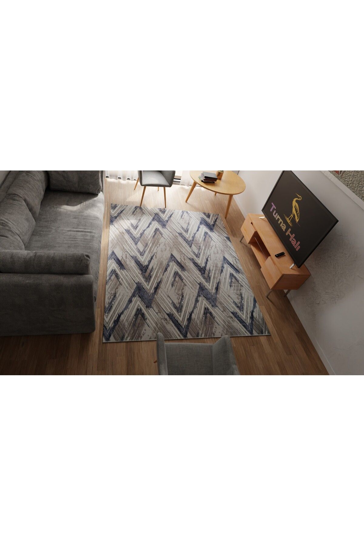 Yağmurser Dört metre kare halı lacivert modern halı