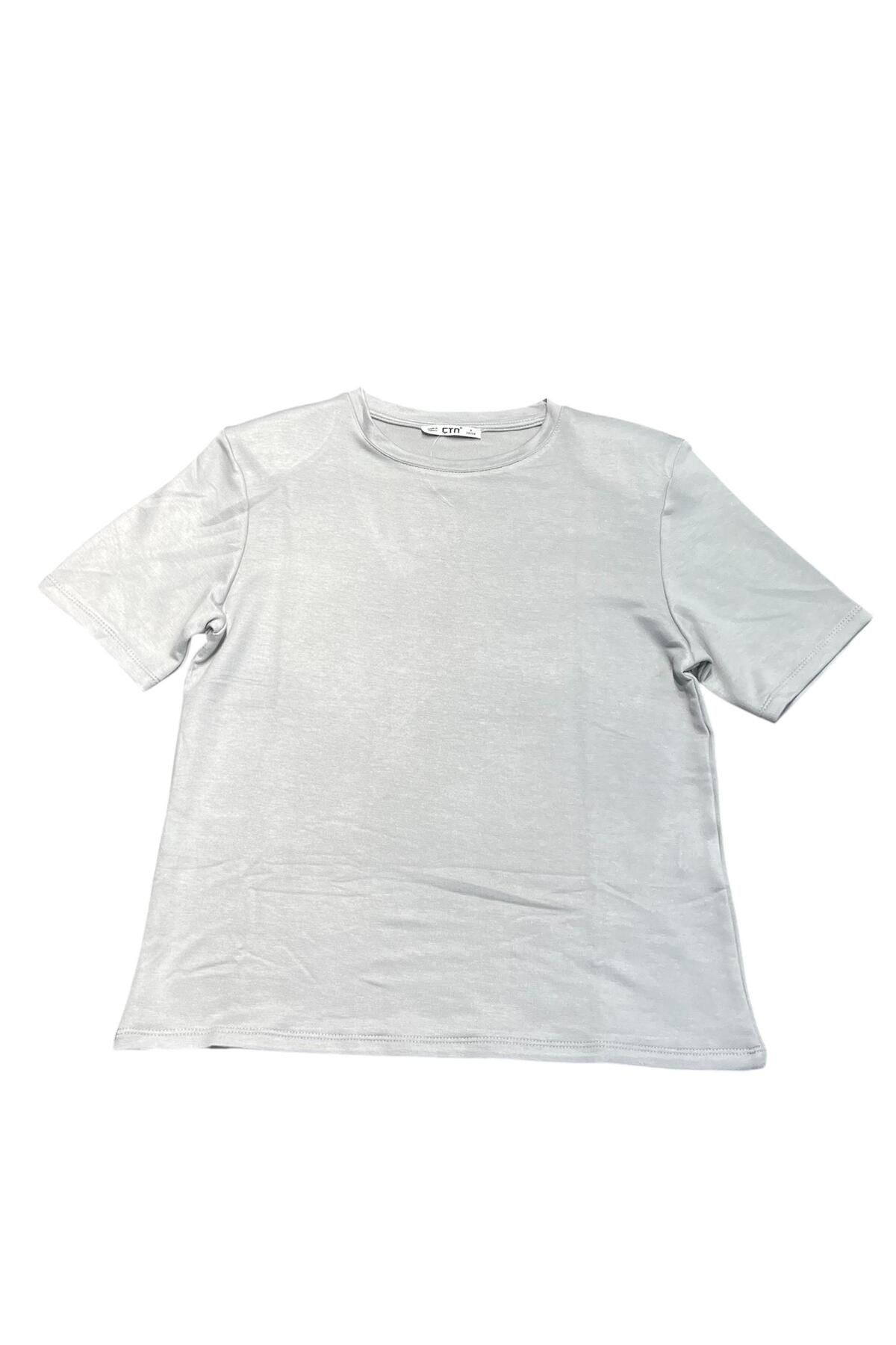Ctn Kadın Şık Bisiklet Yaka Modal T-Shirt
