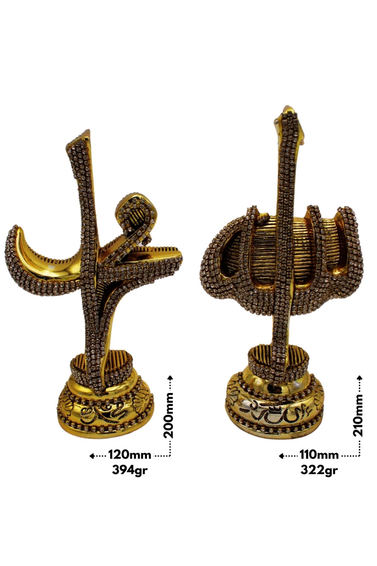 My Real Kutulu Allah-Muhammed Dekoratif Hediyelik Metal Biblo Set Gold Rengi