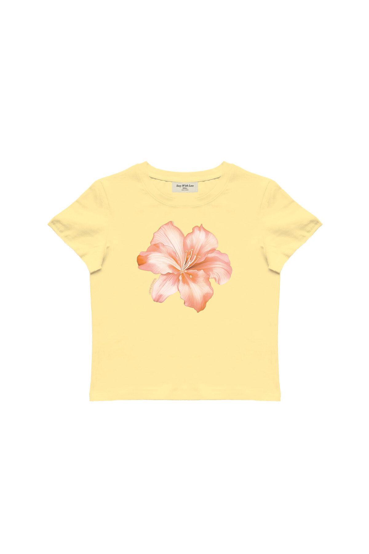 lethestudios Fluer d'Hibiscus Baskılı, Çiçek Desenli Baby Tee Crop Top