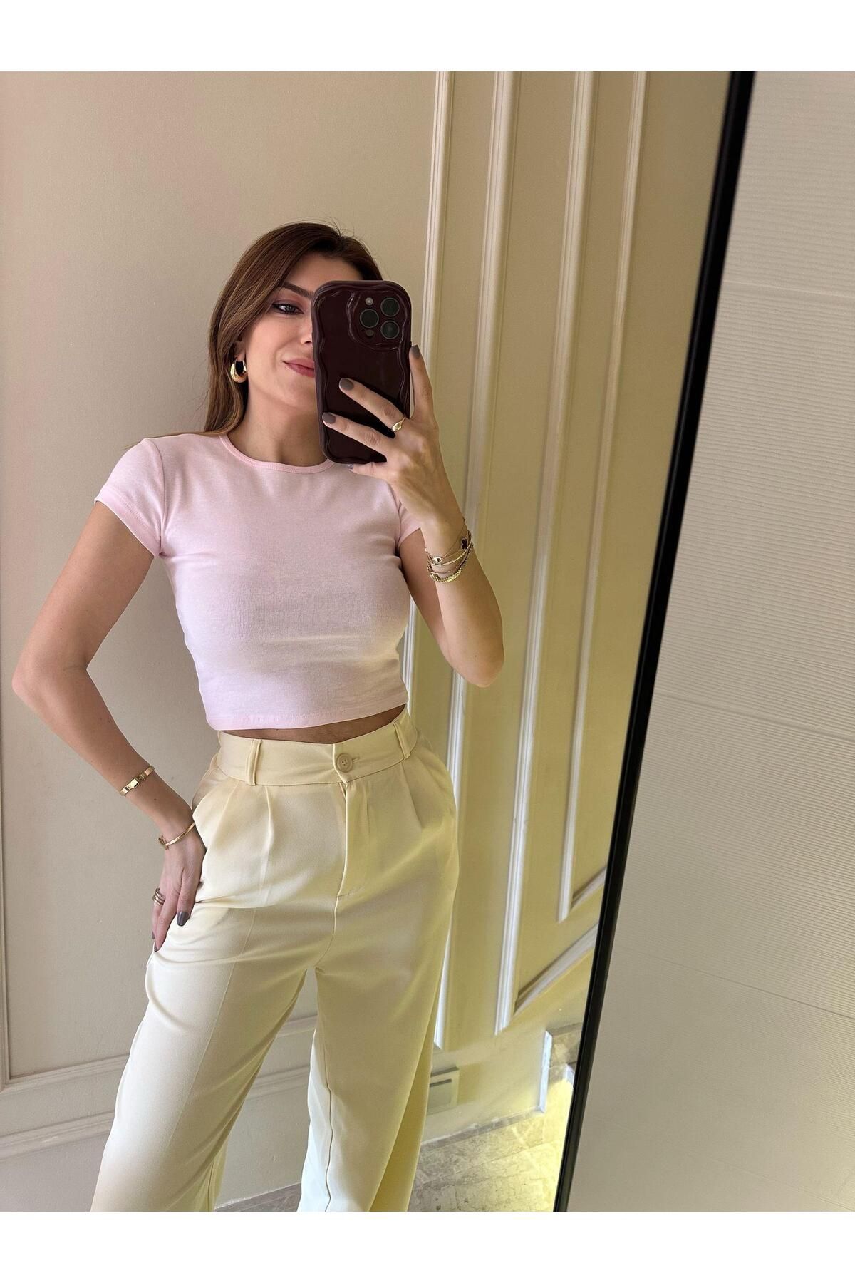 Chamakh Pudra Kısa Kol Pamuklu Body