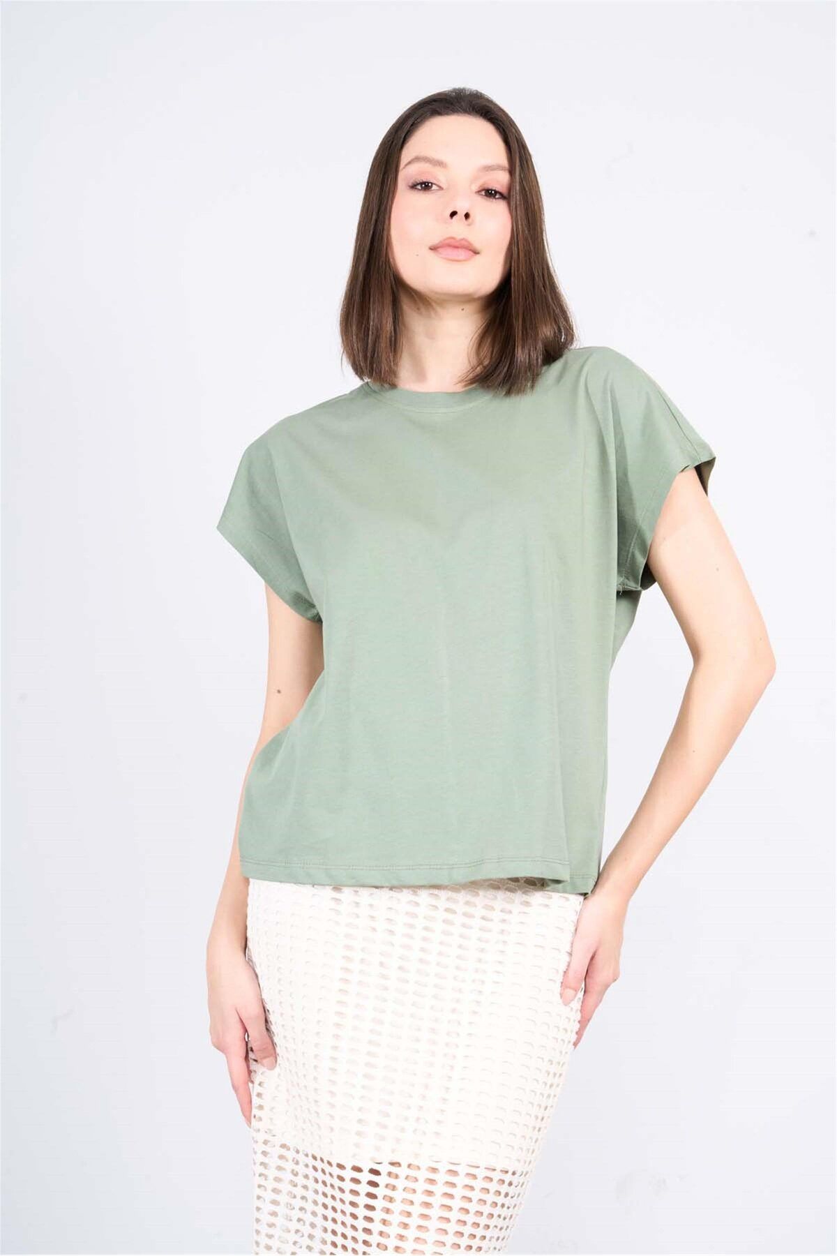 FİTHİT Çetinkaya Fithit 8210 Bisiklet Yaka 16/1 Penye Süprem T-shirt Haki