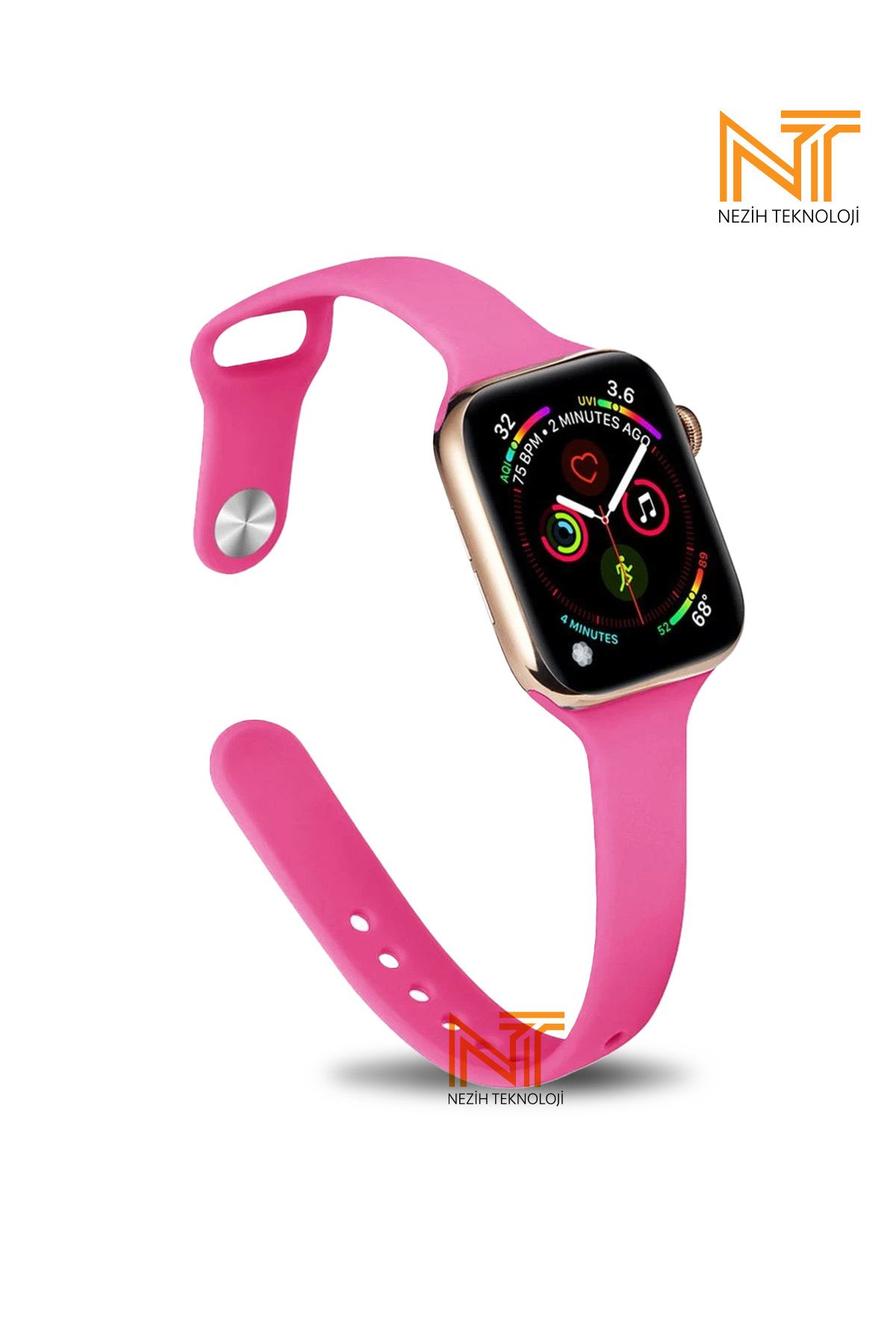 Nezih Case Apple Watch 3/4/5/6/7/8/9/10/se/ultra/ultra2 44mm/46mm/49mm Uyumlu Klasik Silikon Kordon