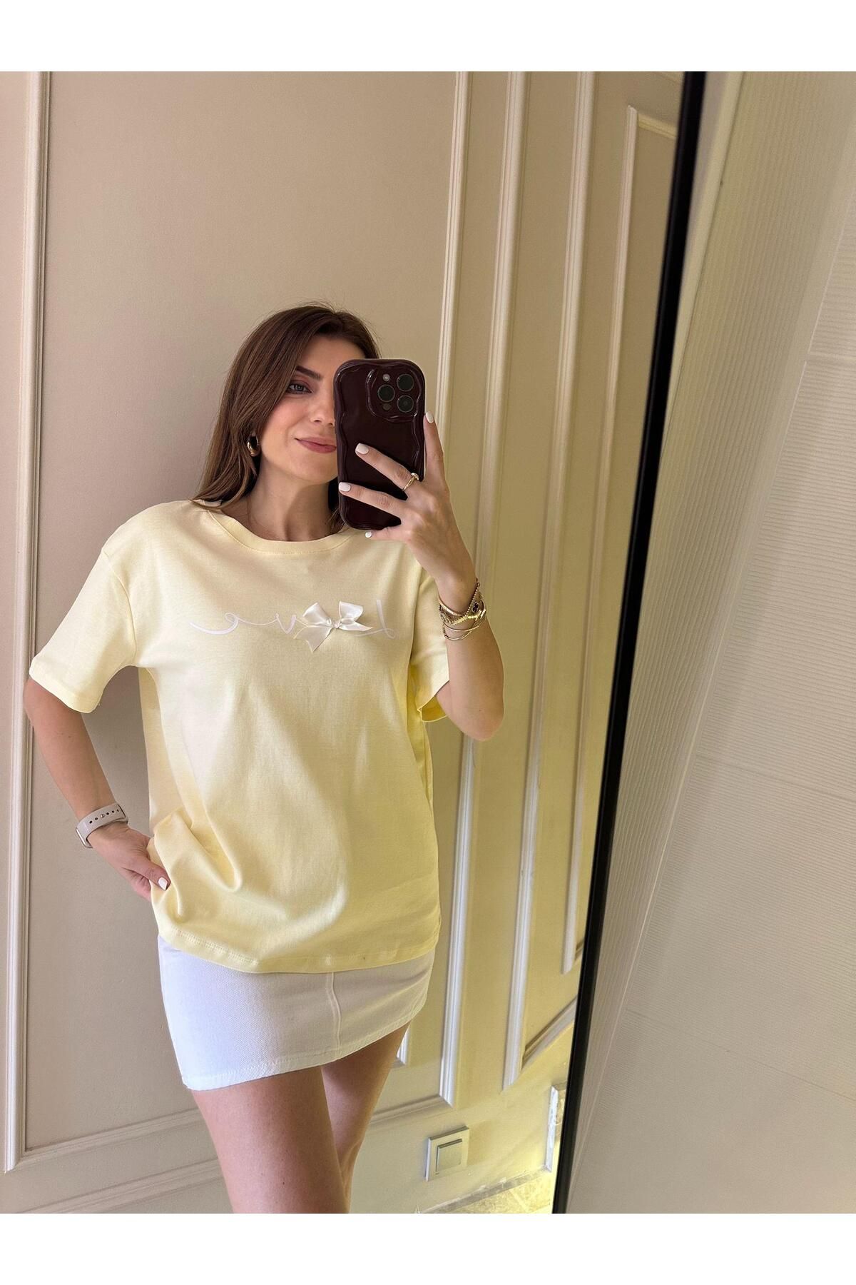 Chamakh Sarı Love Baskılı Tişört