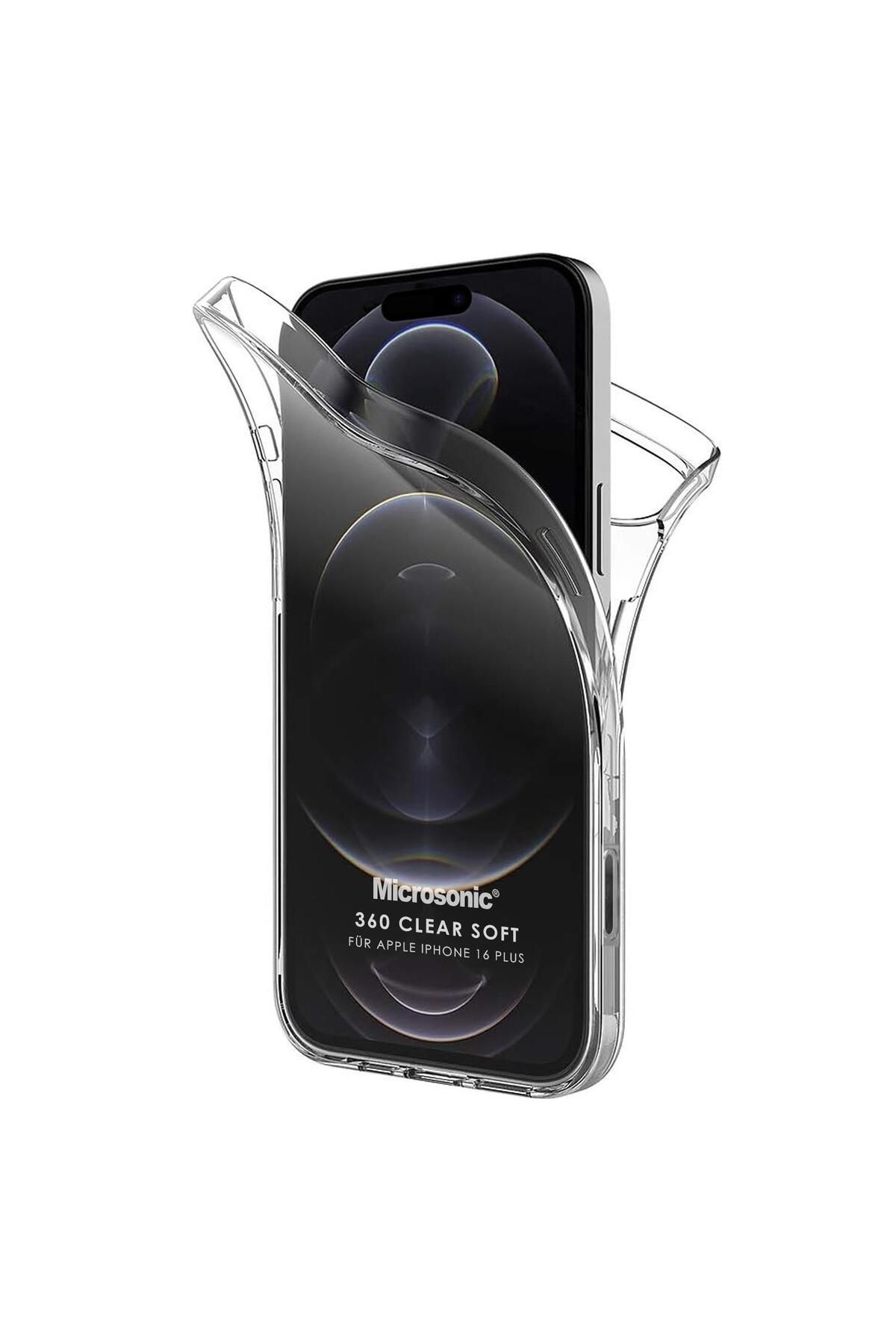Microsonic Apple iPhone 16 Plus Kılıf 6 Tarafı Tam Full Koruma 360 Clear Soft Şeffaf
