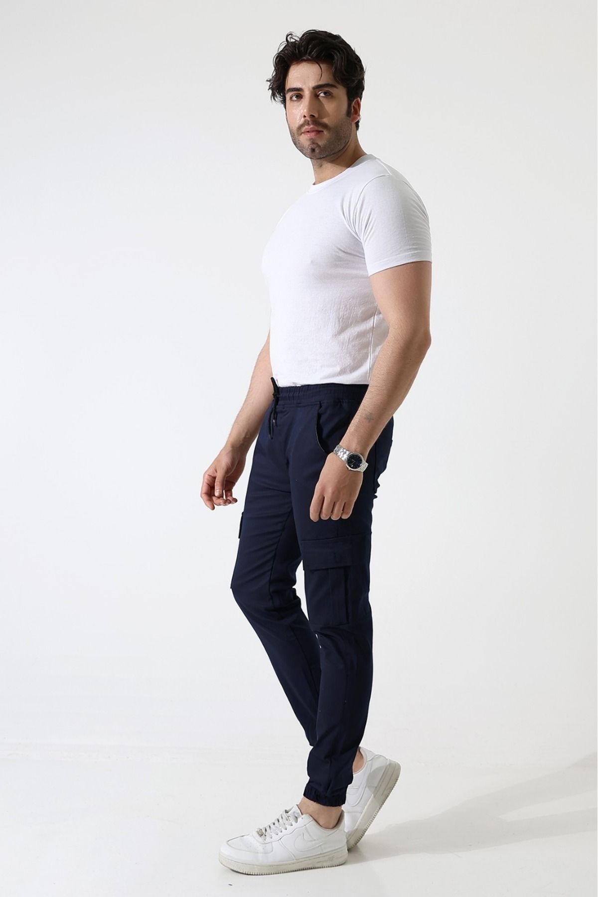MODA LACİVERT KARGO CEP GABARDİN KUMAŞ PANTOLON
