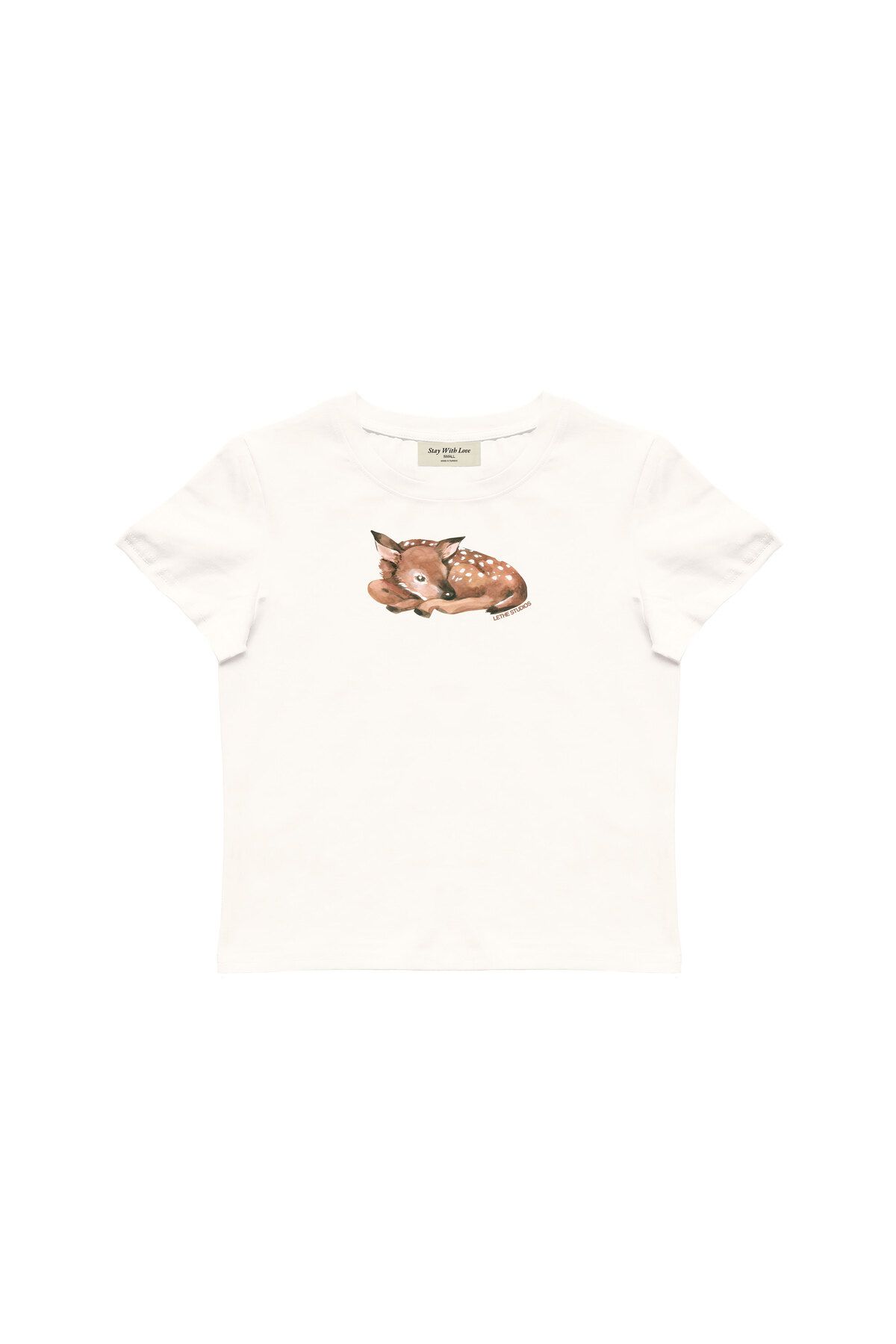 lethestudios Deer Baskılı Baby Tee Crop Top