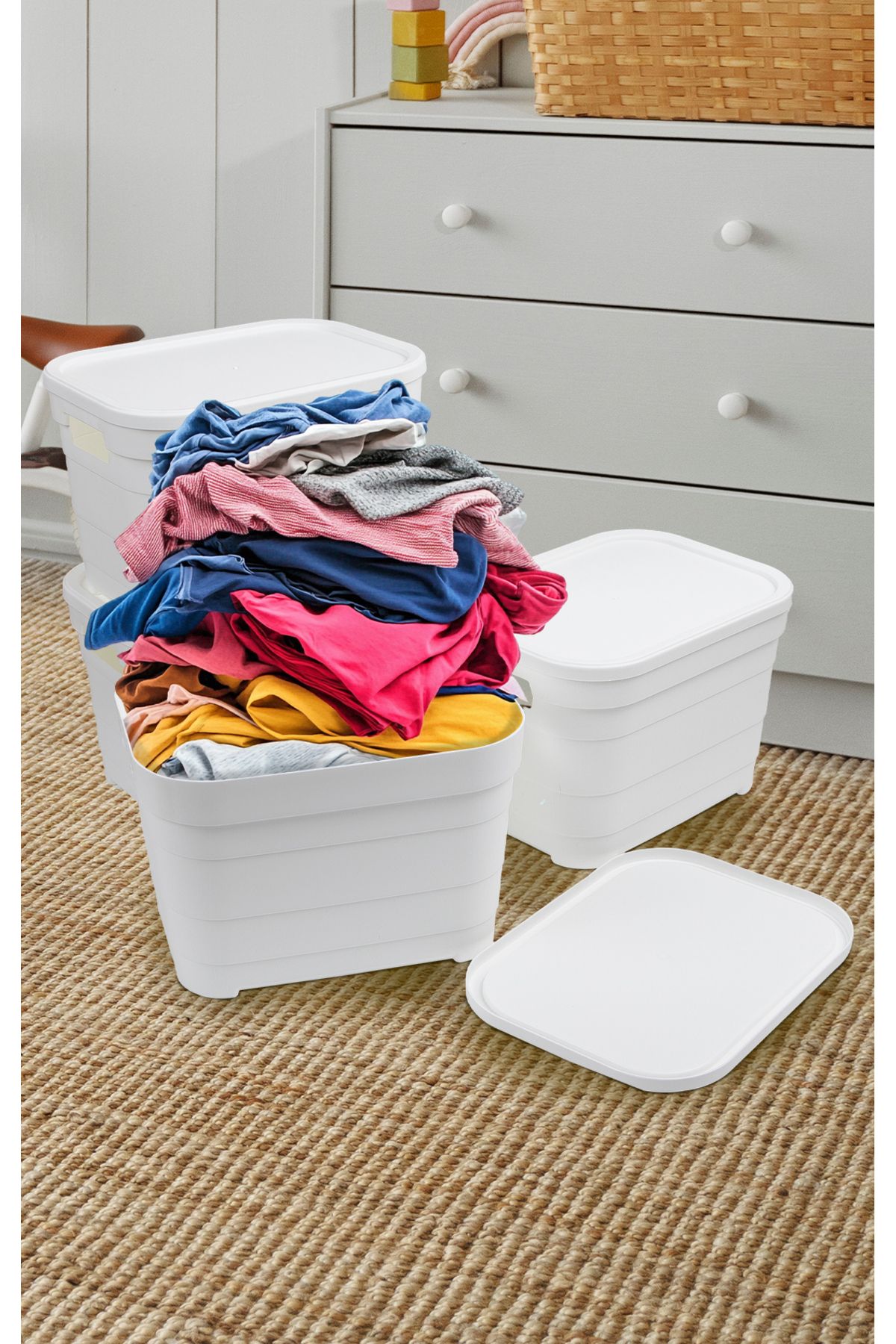 Nesto Home 4'lü Set Çok Amaçlı Renkli Kutu Kapaklı Ofis Organizeri 4x5 litre