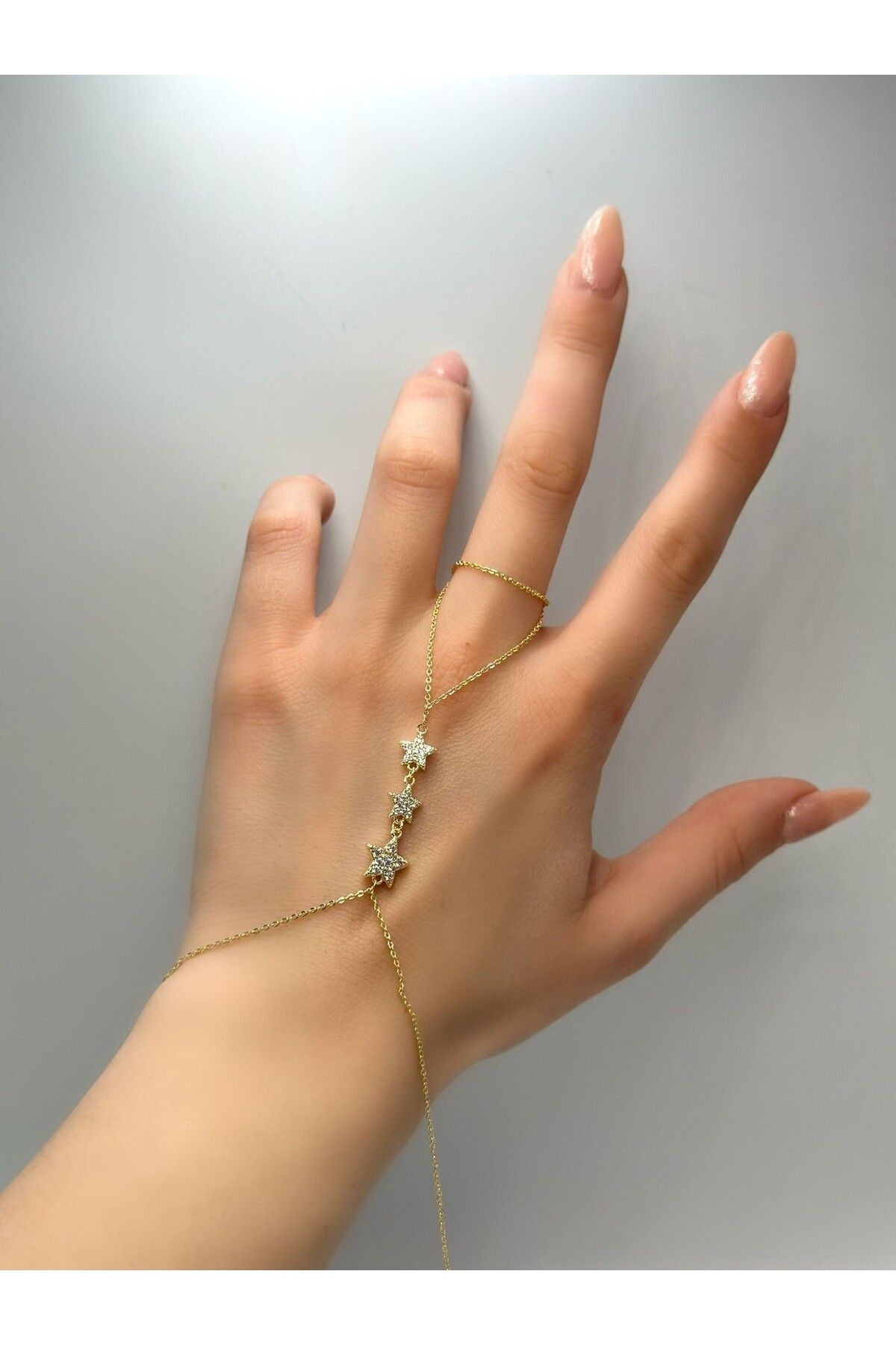 MyladyAccessoriess Zirkon Taş Detaylı 3 Yıldız Çelik Şahmeran