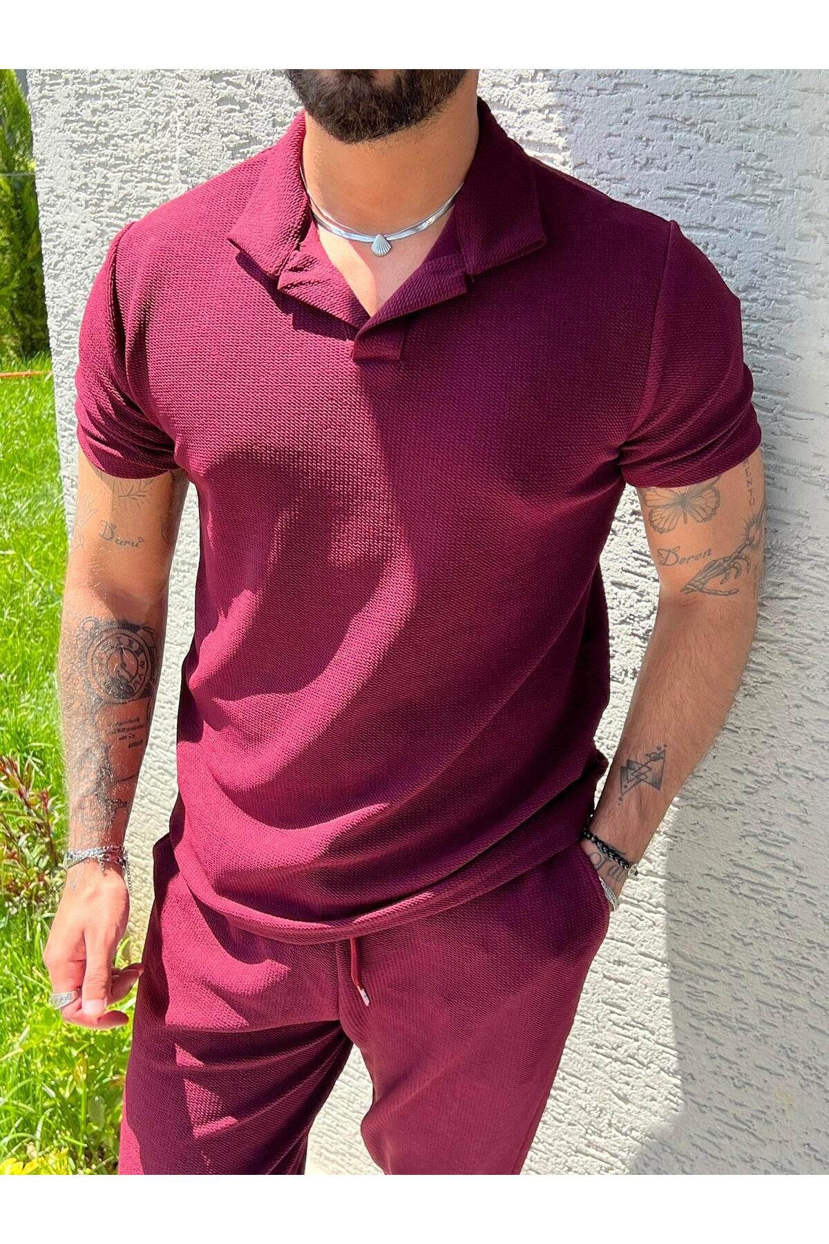 Elzem Regular Fit Polo Yaka Tshırt Bordo