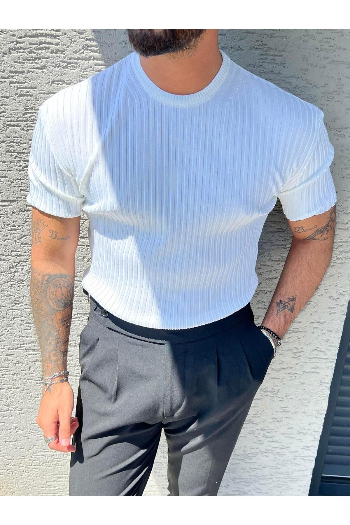 Elzem Likralı Regular LooseFit Tshırt Beyaz