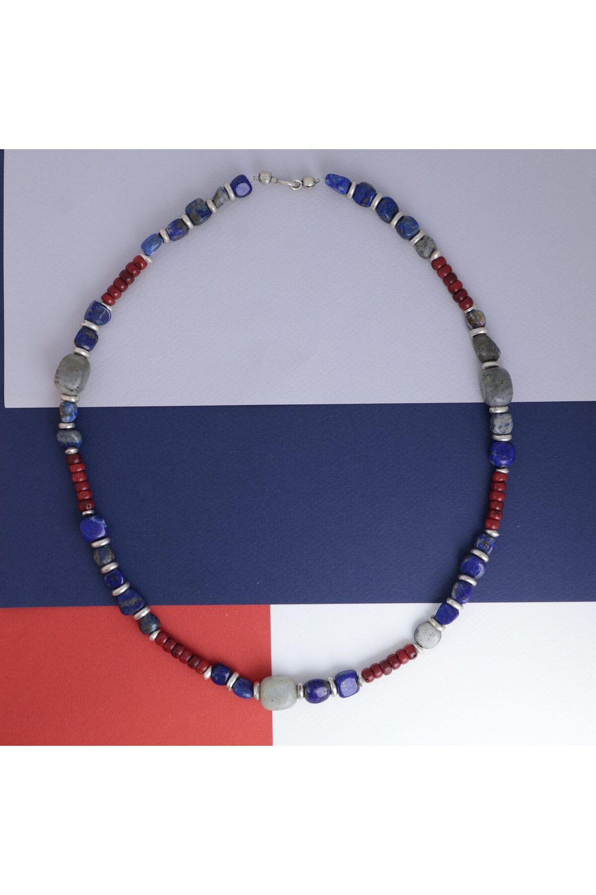 B Design jewelry Hare Mercan, Lapis Lazuli ve Labradonit Taşlı Kolye