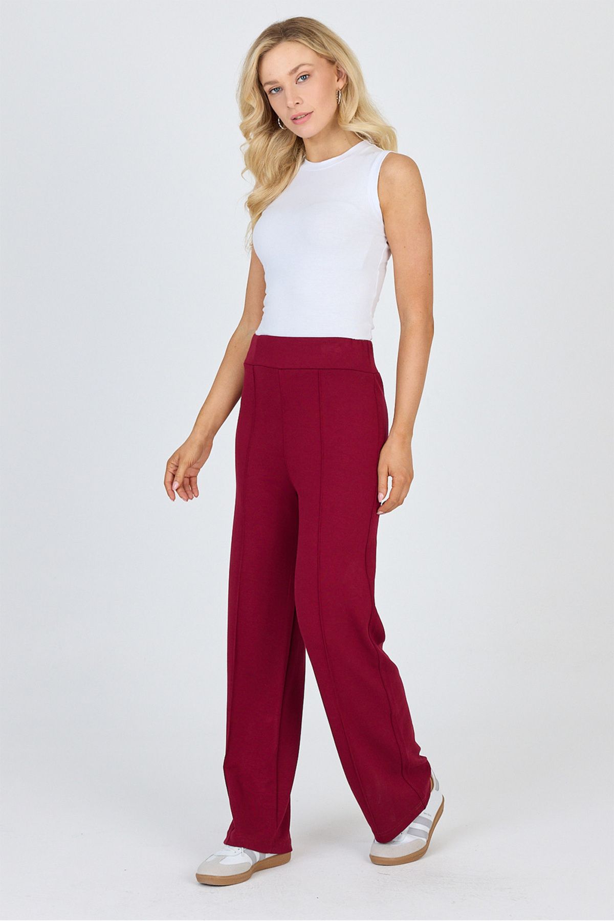 gothamvibes Kadın Modal Kumaş Bordo Pantolon