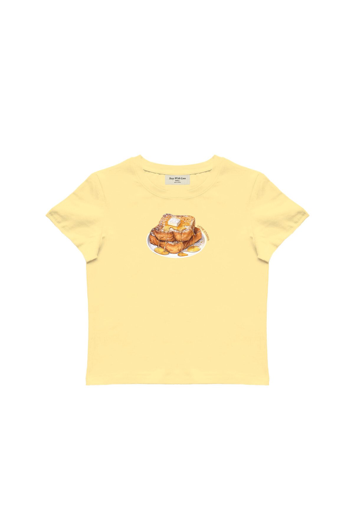 lethestudios French Toast Baskılı Baby Tee Crop Top