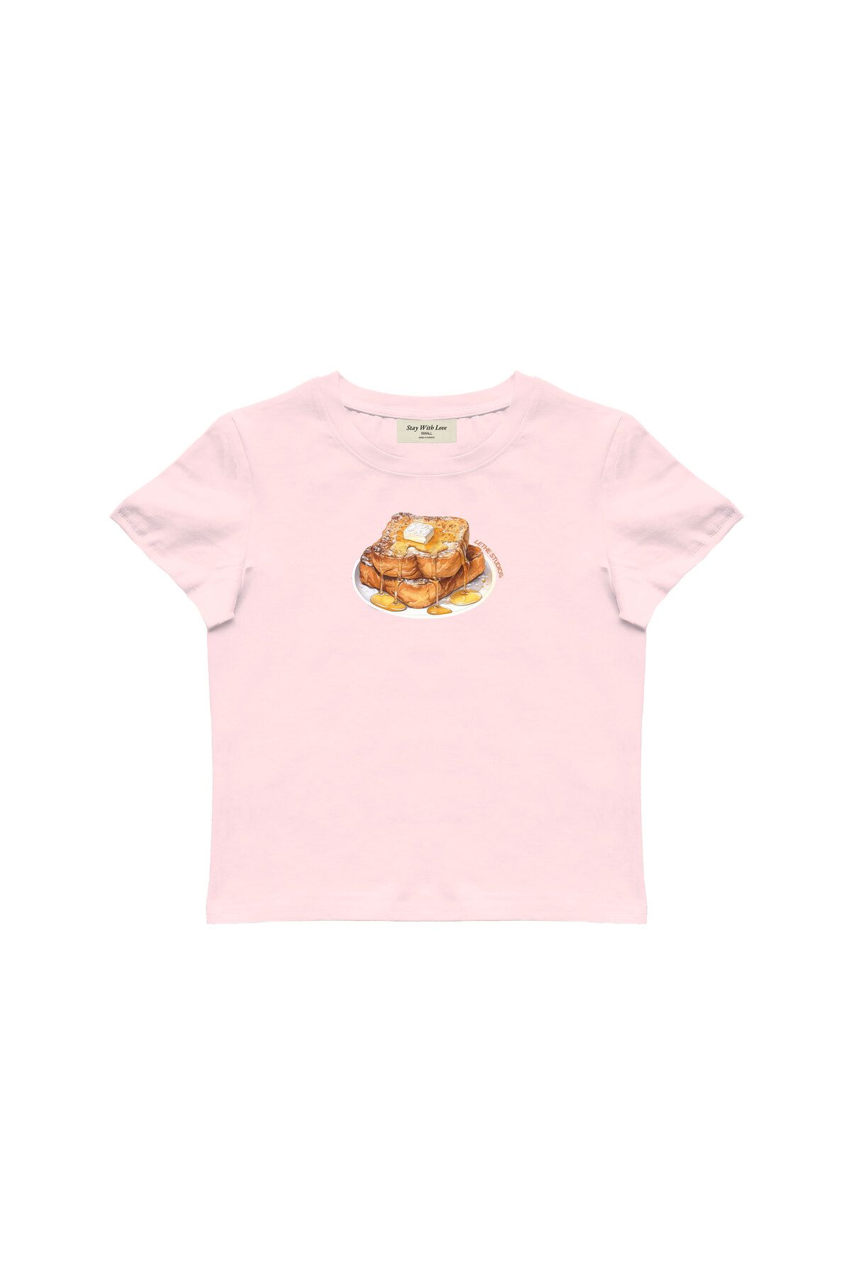 lethestudios French Toast Baskılı Baby Tee Crop Top