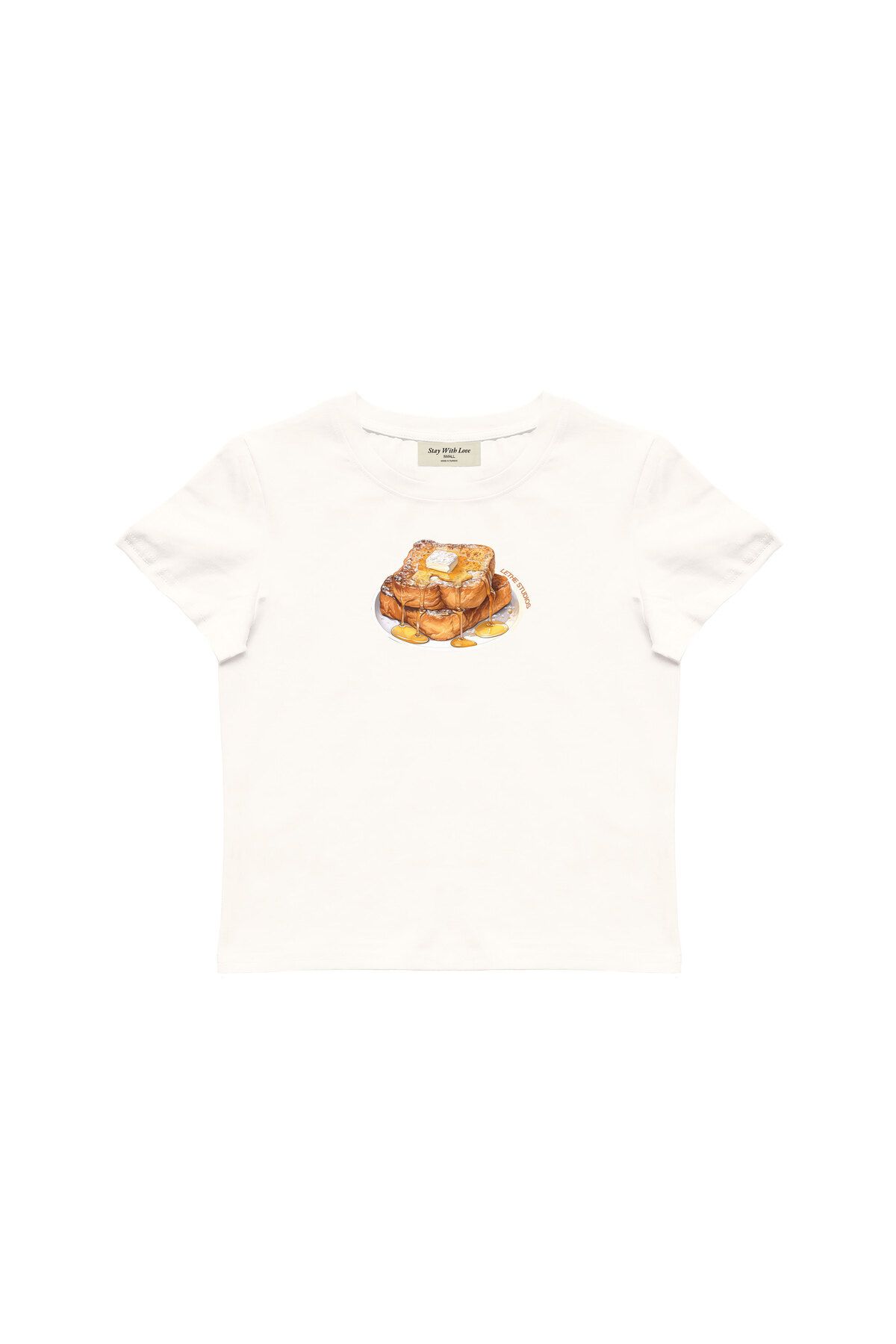 lethestudios French Toast Baskılı Baby Tee Crop Top