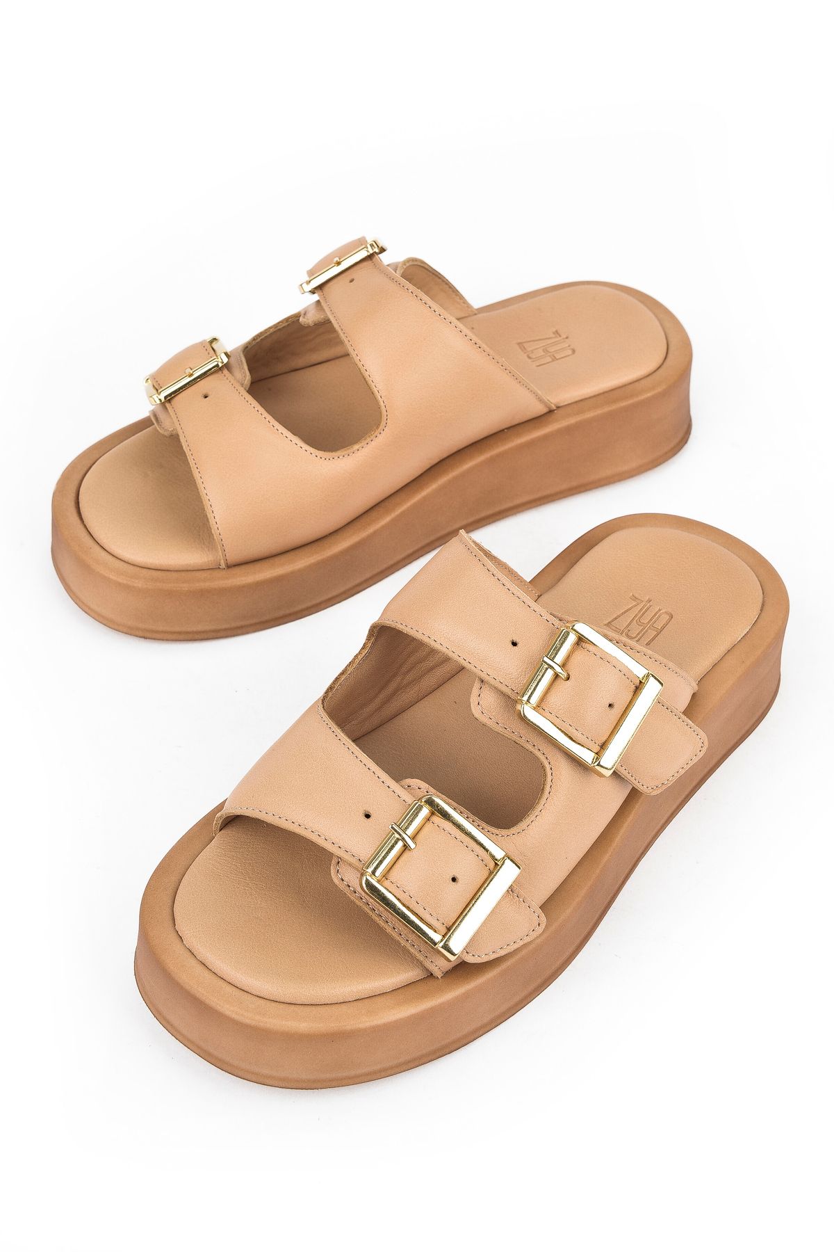 Ziya-, Women's Genuine Leather Slippers 1511032Z5009 Nude 5