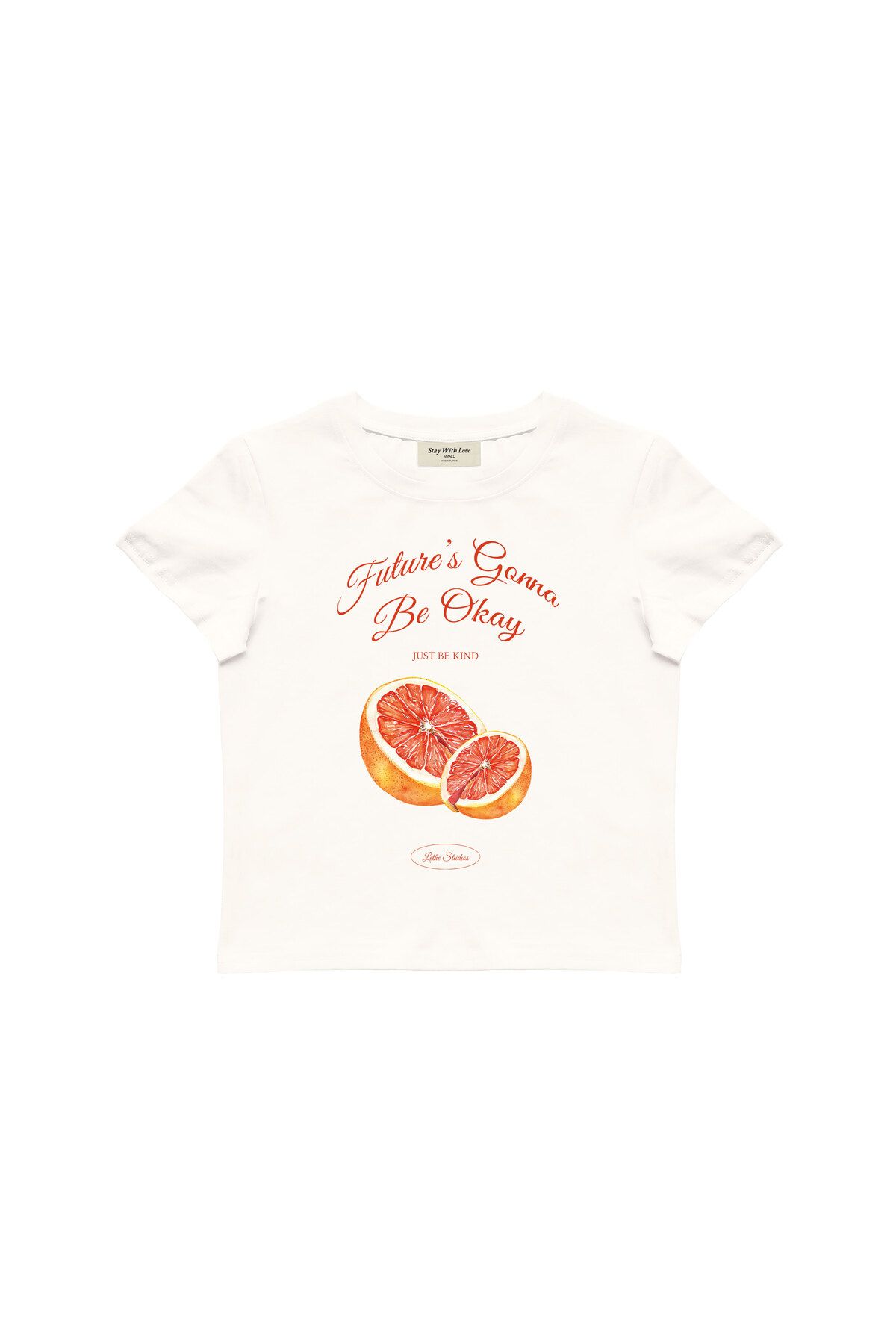 lethestudios Future's Gonna Be Okay Baskılı Baby Tee Crop Top