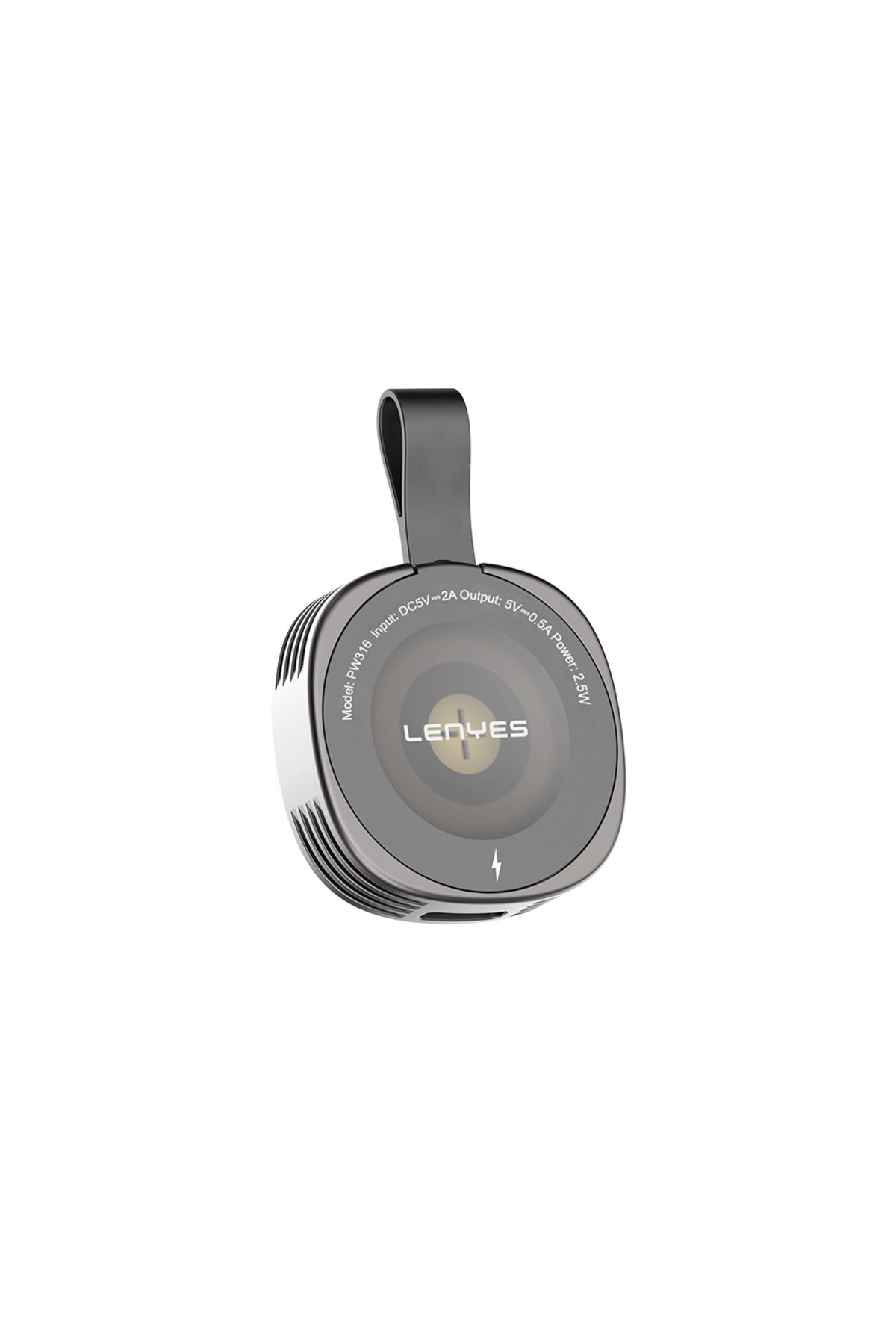 Lenyes Akıllı Saat Mini Wireless Magnetik Şarj Aleti Lenyes PW316 2.5W Gri