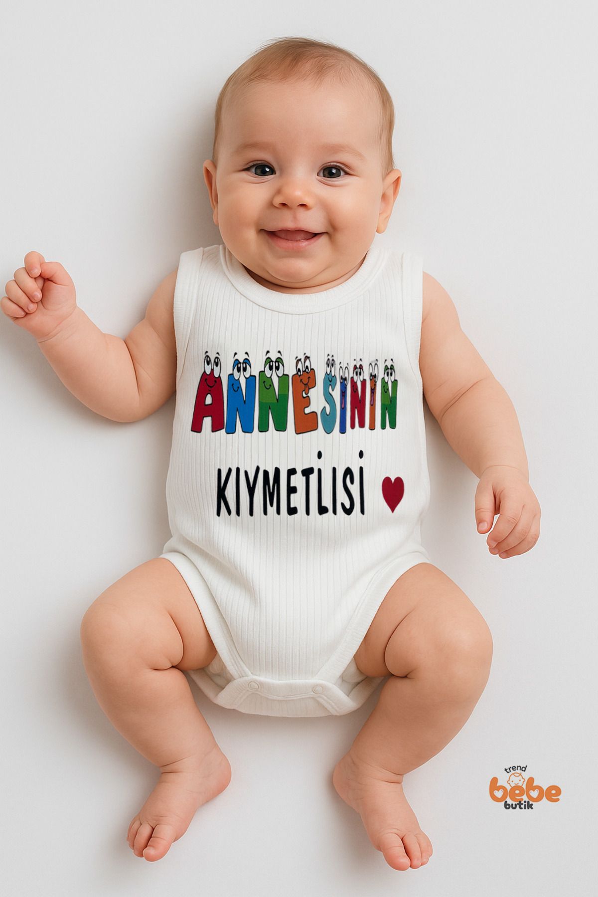 Trend Bebe Butik Anneannesinin Kıymetlisi Yazılı %100 Pamuklu Ribana Tulum Body Zıbın Çıtçıtlı 6–36 Ay Unisex