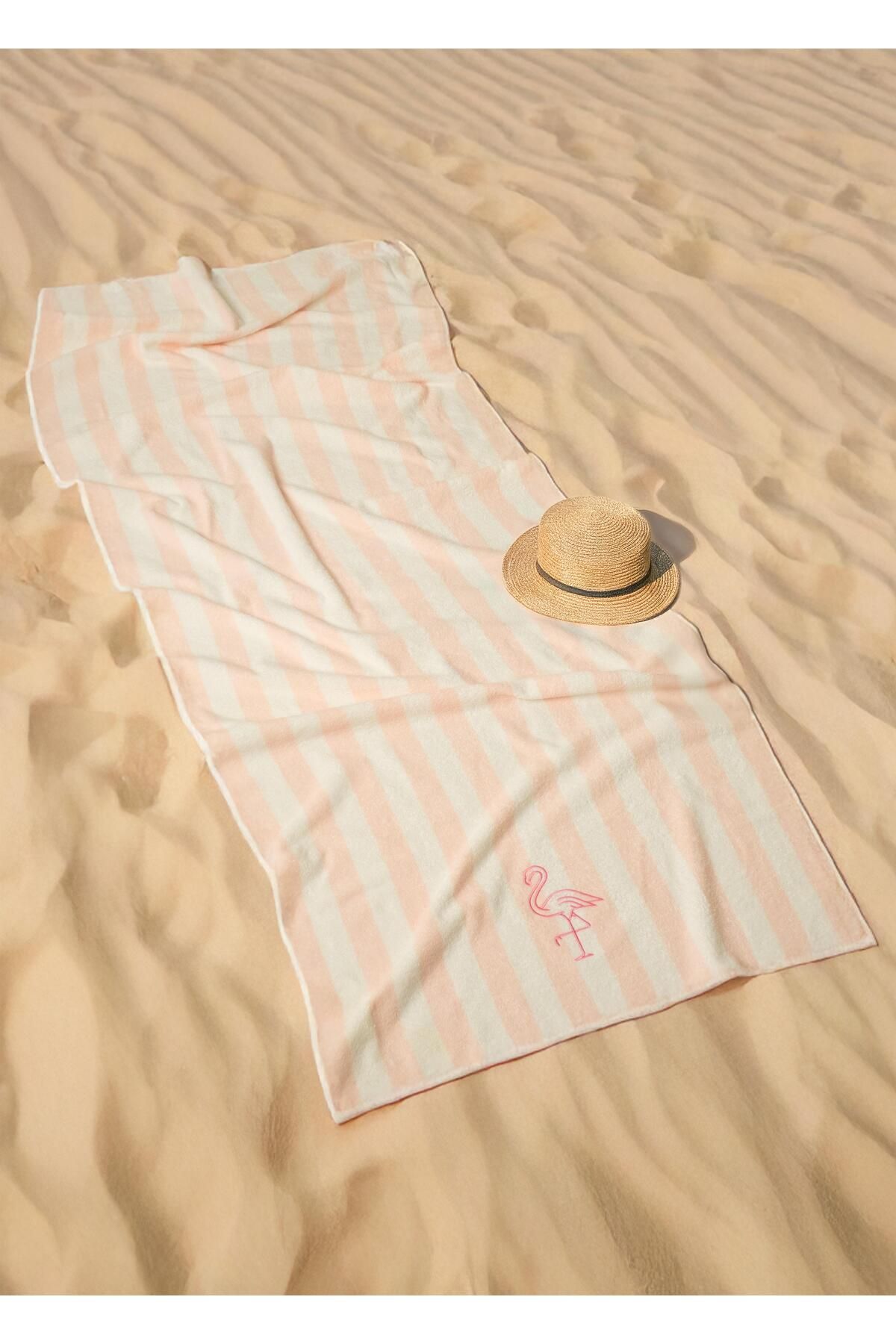 BOOVI Flamingo-1 adet 75x200 cm Plaj Havlusu %100 Saf Pamuk