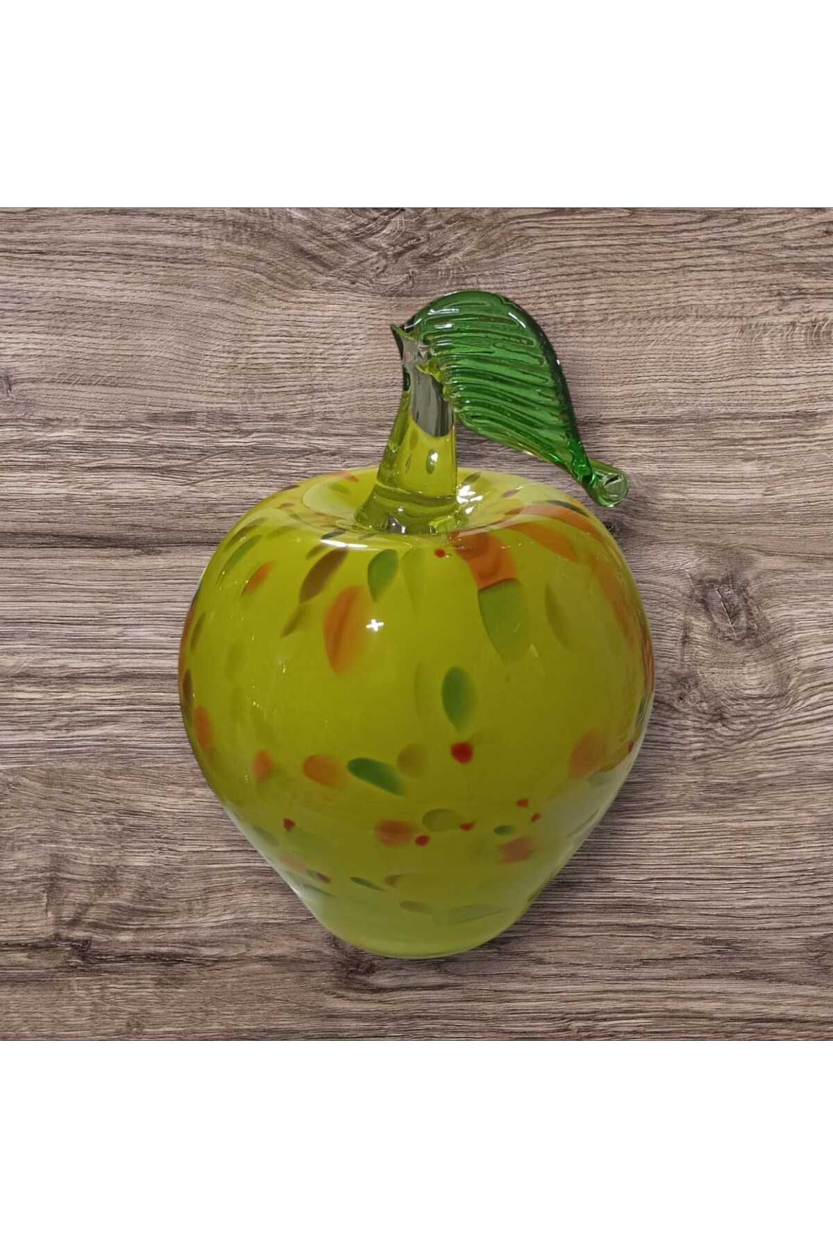 NBZ GİFT Cam Üflemeli Dekor Elma Sarı Benekli 19 cm