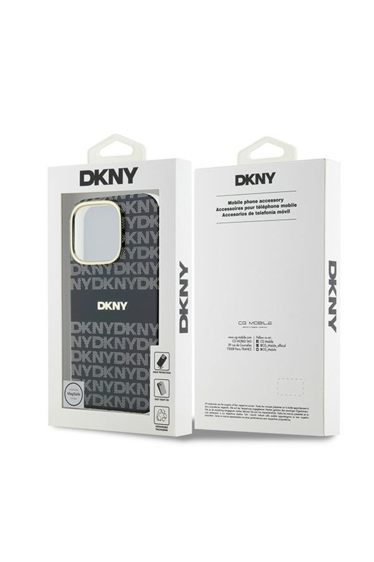 Dkny-Case for iPhone 16 Pro - DKNY Hardcase Repeat Texture Pattern With Stripe (DKHMP16LHRHSEK) - Black 8