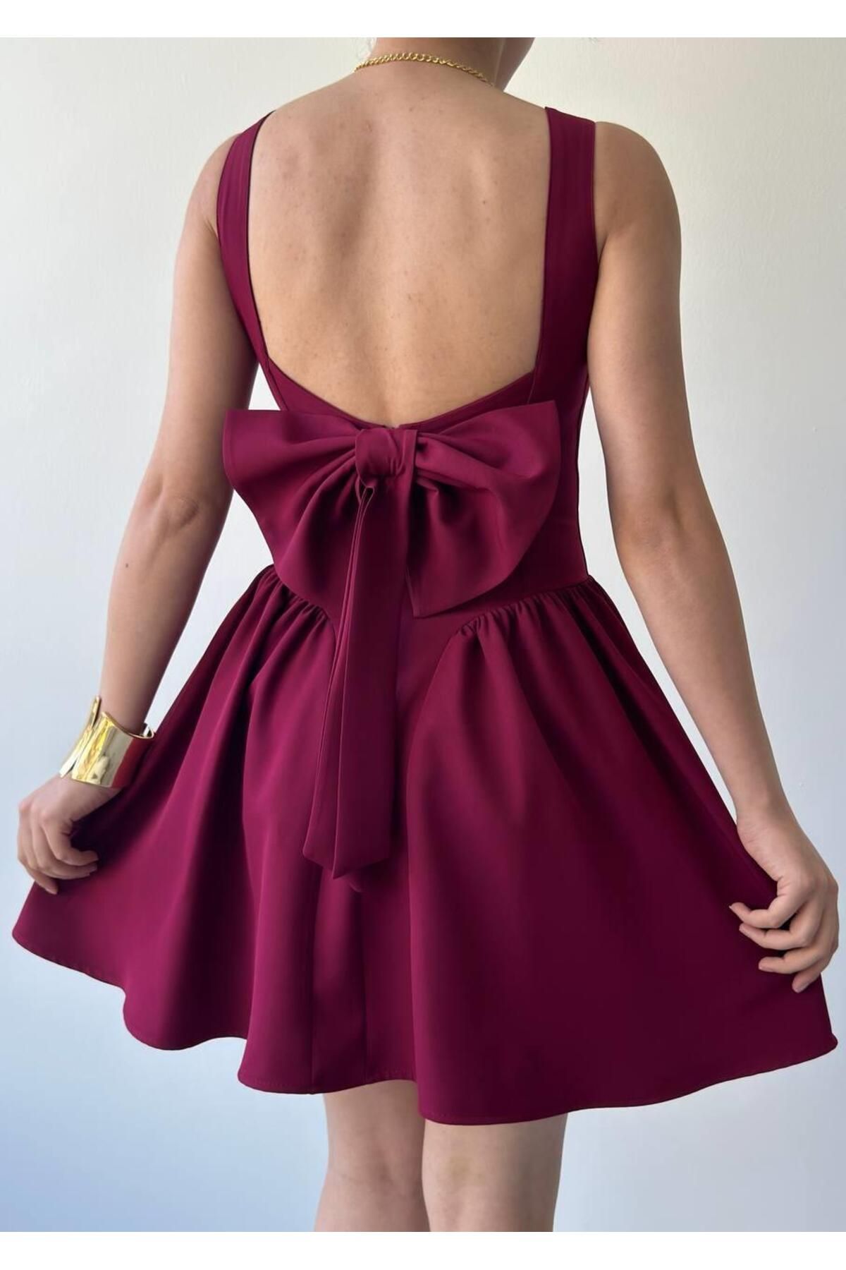 conconmoda Kadın Sırt Fionk Detay Atlas Mini Elbise