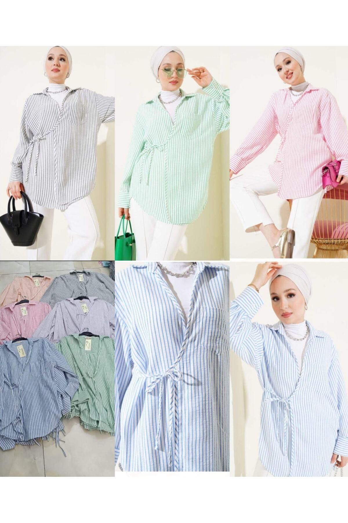 Butik yandan bağlamalı gömlek