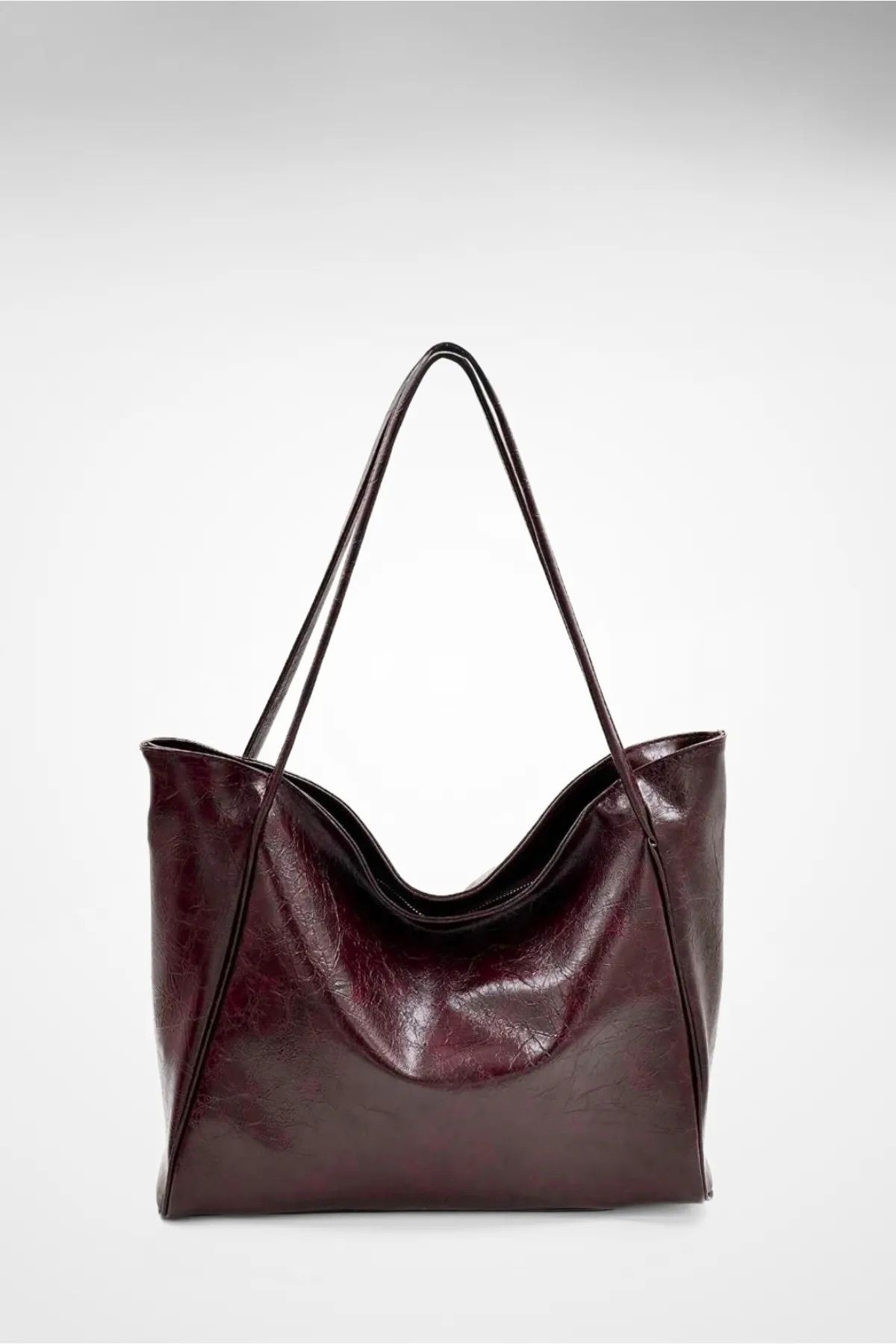 Honorius Kadın Eskitmeli Çift Saplı Shopper Omuz Çantası Bordo