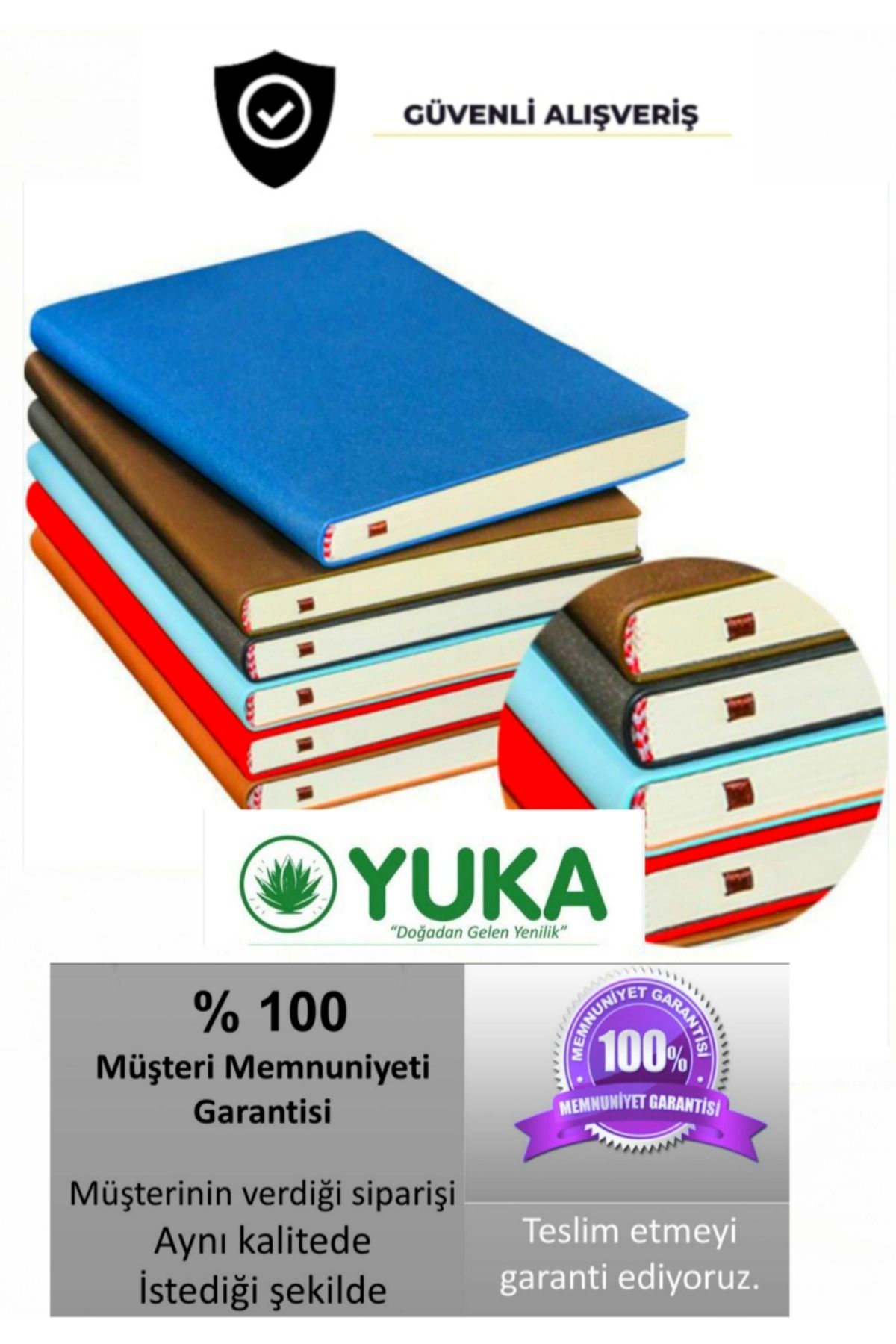 Yuka Termo Deri Sert Kapaklı Tarihsiz Defter 17X24 ÇİZGİSİZ 70 gr kağıt ( MAVİ ) 1 ADET