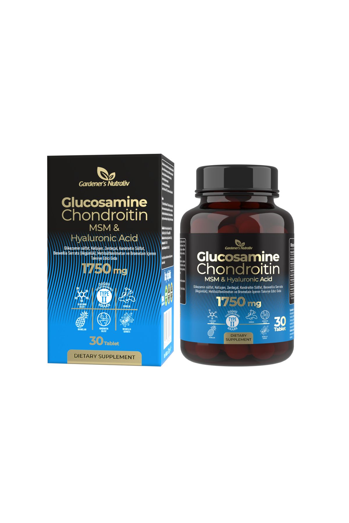 GARDENERS NUTRALİV Glukozamin MSM Chondroitin Kolajen Hyaluronik asit Bromelain Boswellia Zerdeçal içeren 30 Tablet