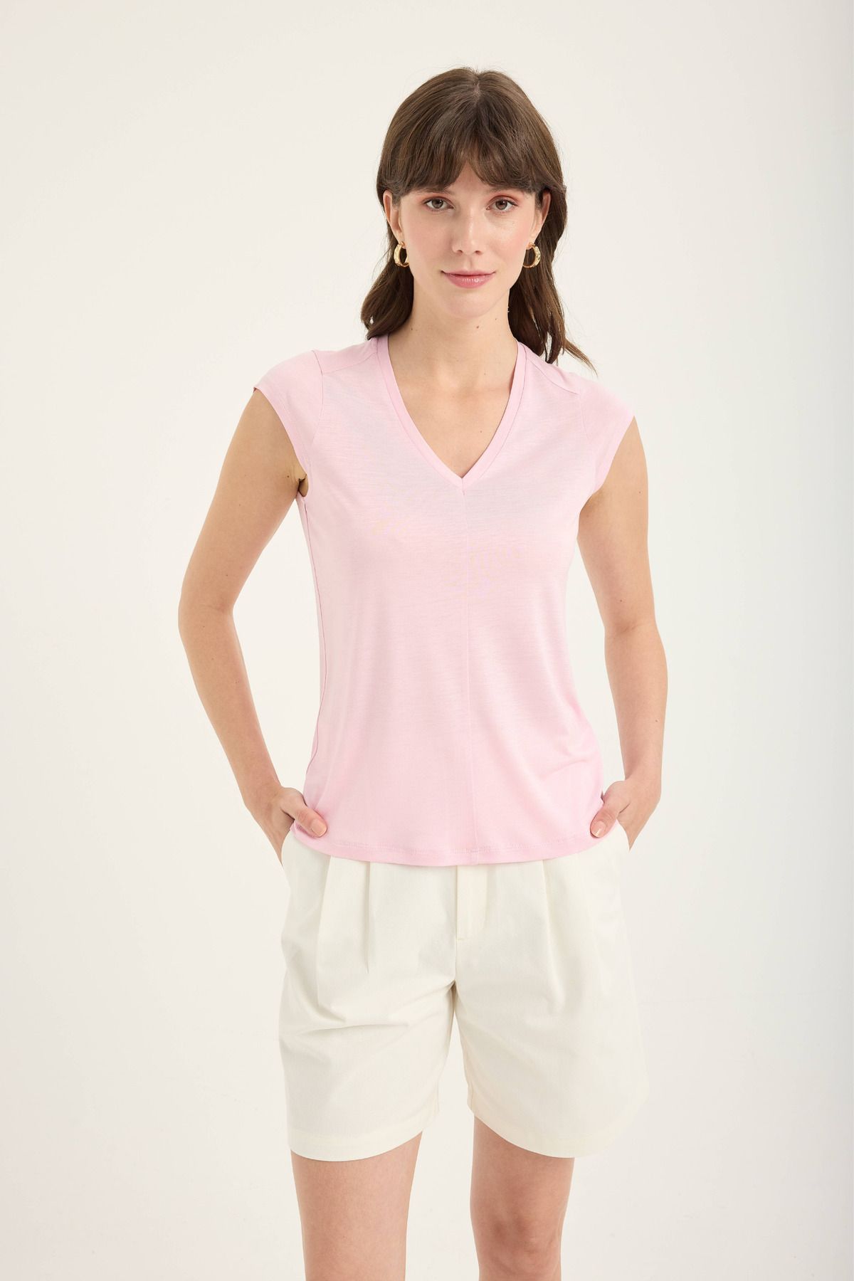 Masha Kate Robalı V Yaka Tshirt