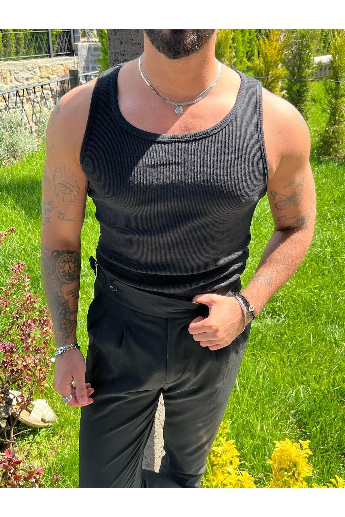 Elzem FİTİLLİ SLİM ATLET Siyah