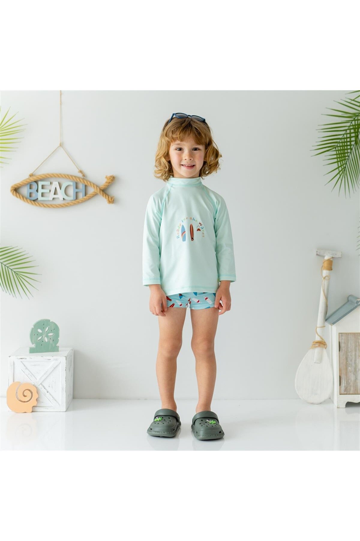 Mama Yoyo Baby Kids Uv Korumalı Uzun Kollu Mayo Seti // Surf The Waves fotoğrafı 2 (önizleme)