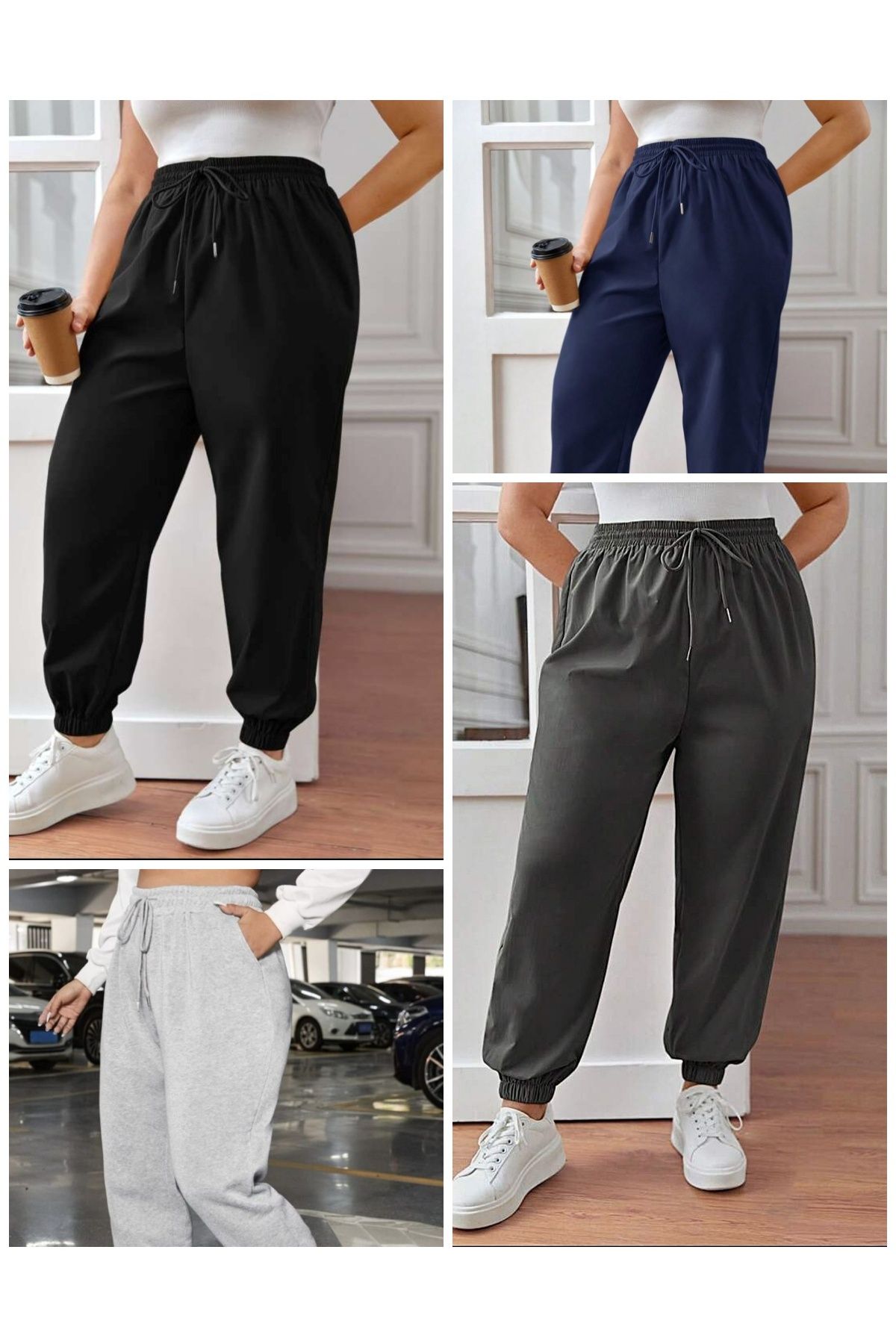 FUNSTYLE Kadın Lastik Paça Eşofman Altı 4'lü