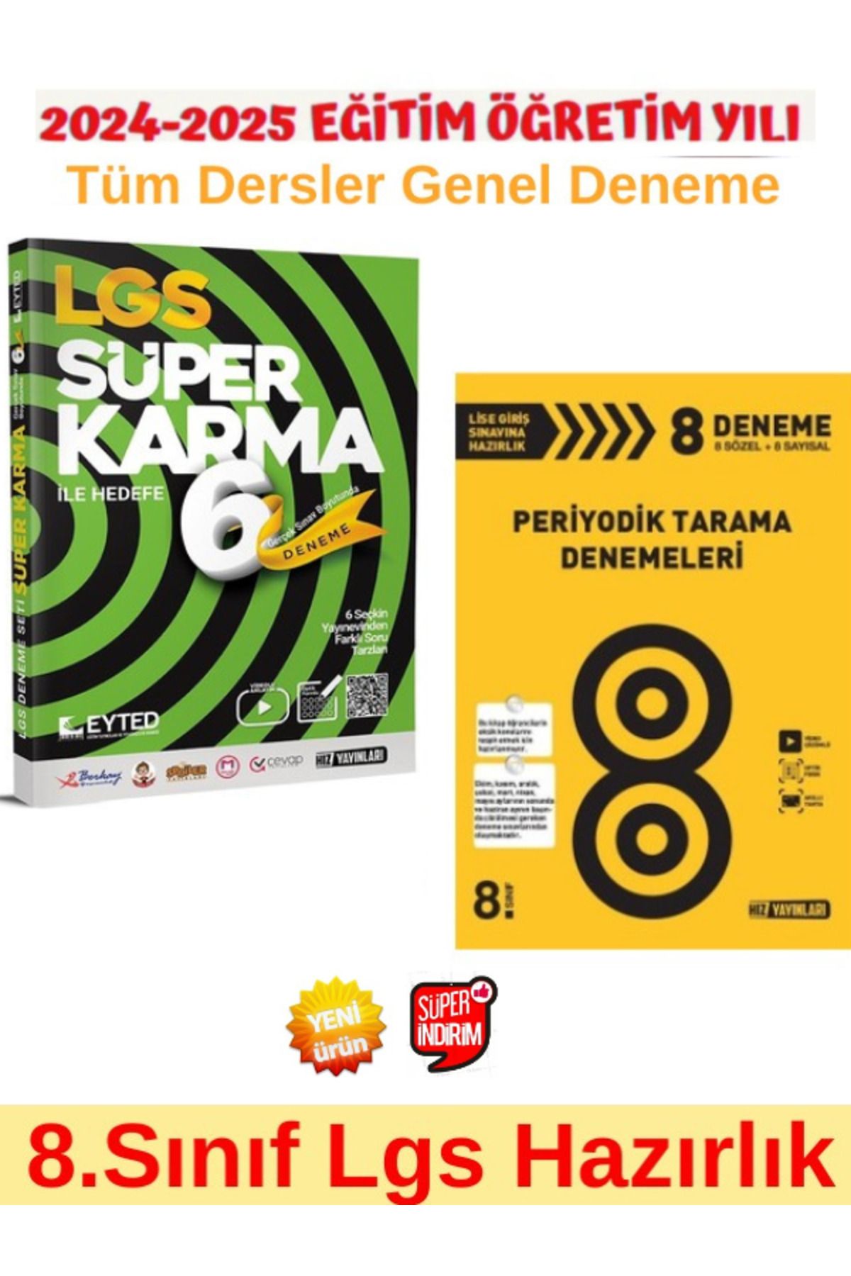 EYTED Yayınları 8.Sınıf Lgs Tüm Dersler Süper Karma 6 lı Deneme+Hız 8.Sınıf Periyodik Tarama 8 Genel Deneme Seti