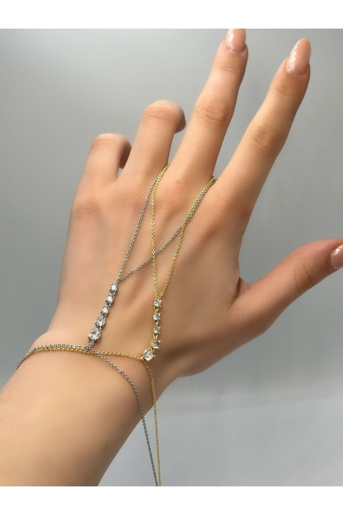 MyladyAccessoriess Sıralı Tek Taş Detay Çelik Şahmeran Gold