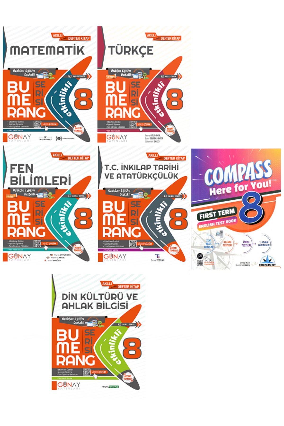 Efsane Yayınları 8.Sınıf Günay Etkinlikli Matematik + Türkçe + Din Bumerang Serisi + İngilizce Soru HEDİYE - 6 KİTAP