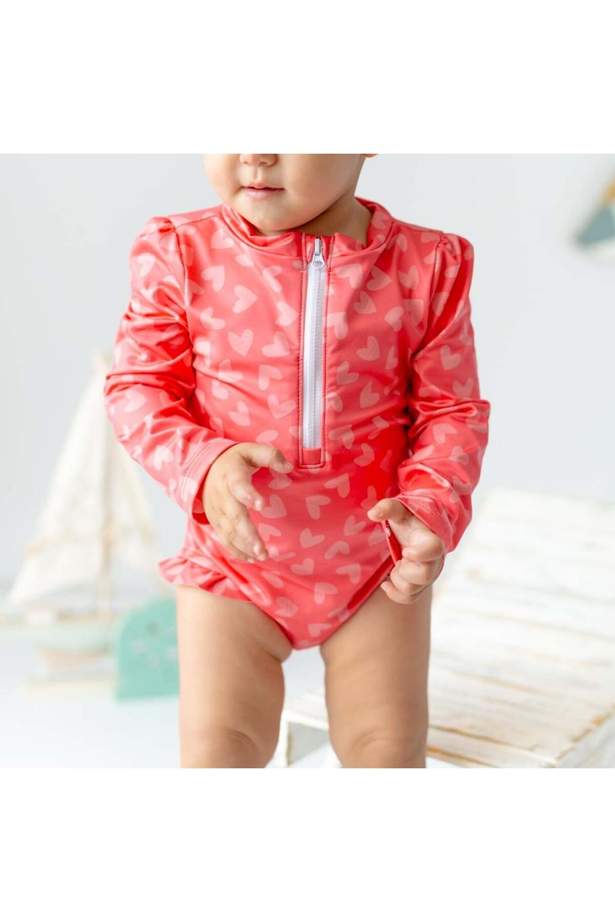 Mama Yoyo Baby Kids Önden Fermuarlı - Alttan Çıtçıtlı Mayo Kalp fotoğrafı 5 (önizleme)