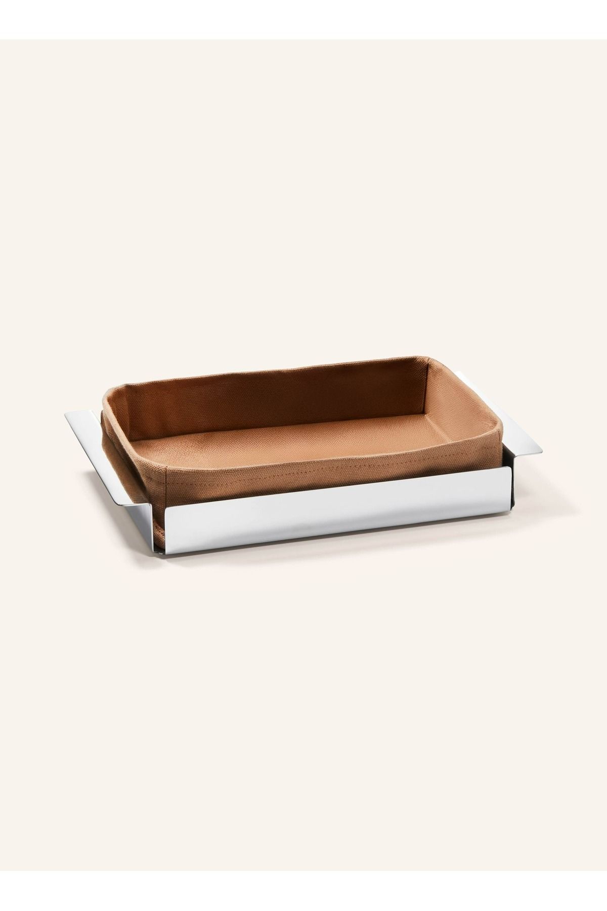 PHILIPPI A TAVOLA Ekmek Sepeti, Paslanmaz Çelik ve Keten Tekstil, 5x25x16 cm