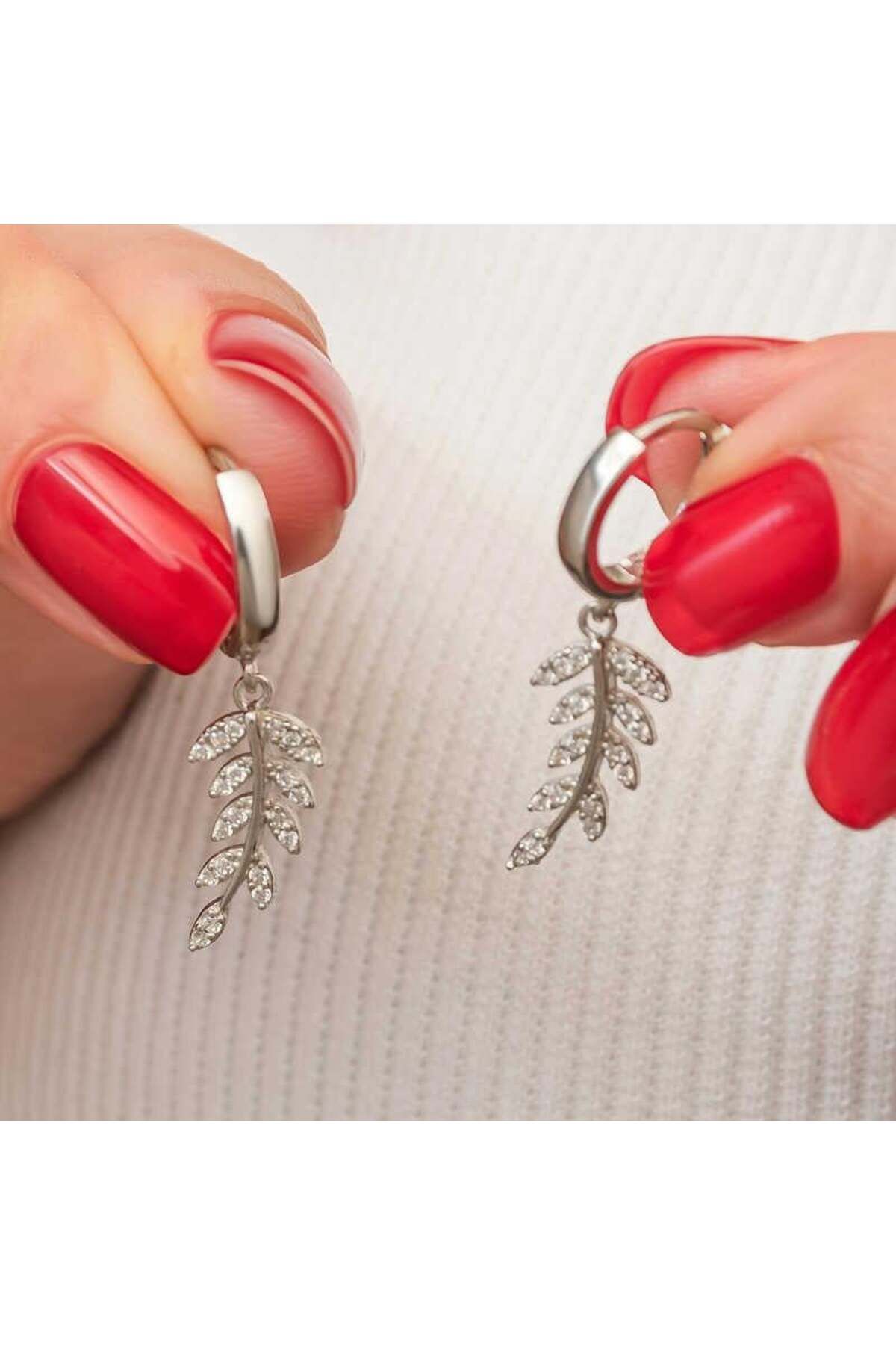 alsepeteavm Gümüş Rose Sallantılı Başak Kadın Küpe