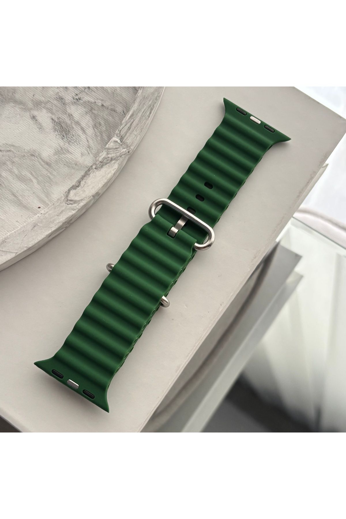 sayecase Apple Watch 6/7/SE/8/9 Serisi Uyumlu 42-44-45-49 MM Ocean Tırtıklı Silikon Kordon