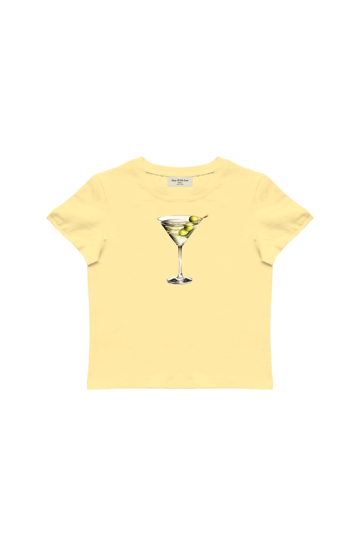 lethestudios Martini Baskılı Baby Tee Crop Top
