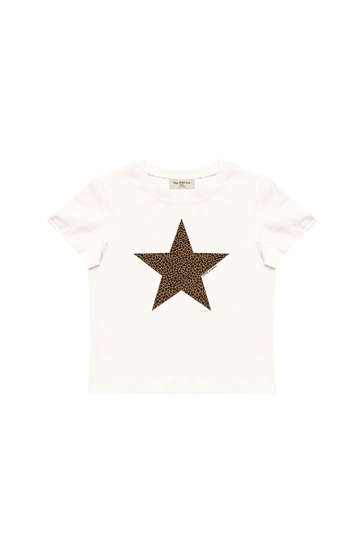 lethestudios Leopar Baskılı, Yıldız Desenli Baby Tee Crop Top
